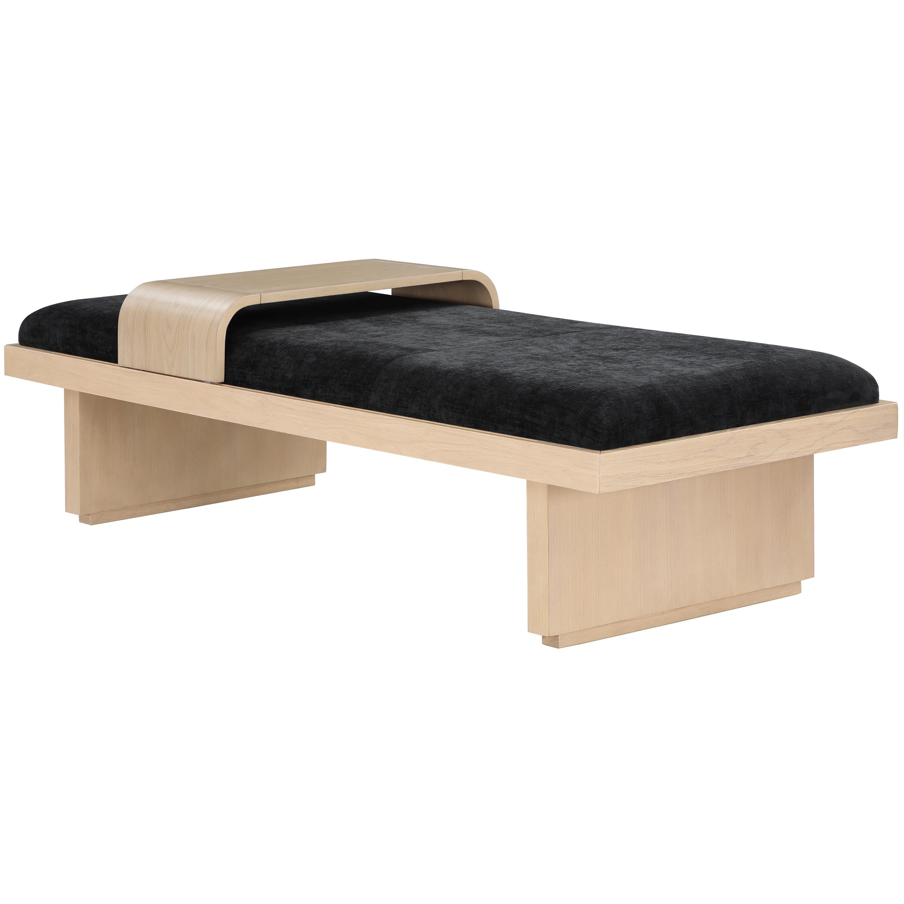 Meridian Arlington Black Chenille Fabric Bench