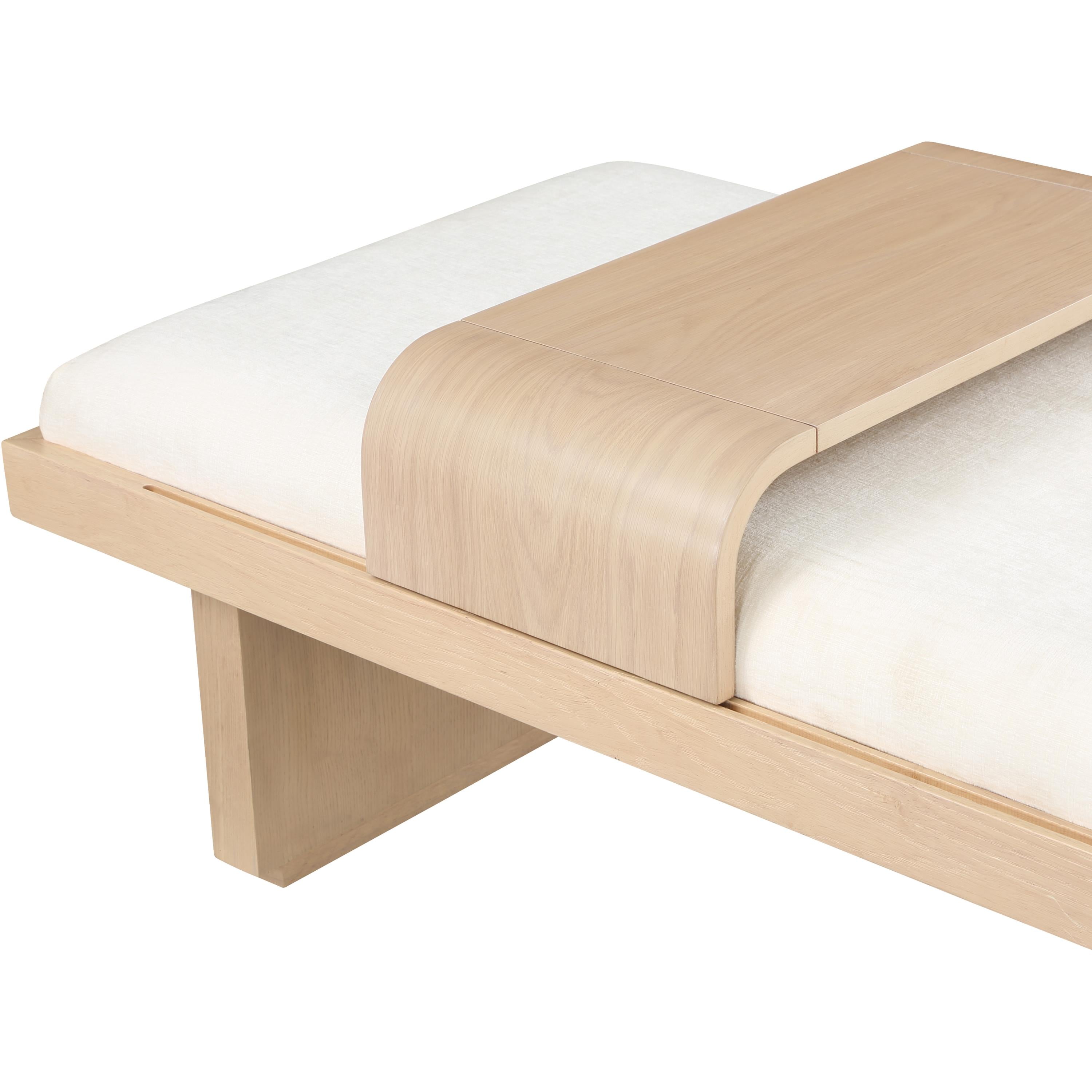 Meridian Arlington Cream Chenille Fabric Bench