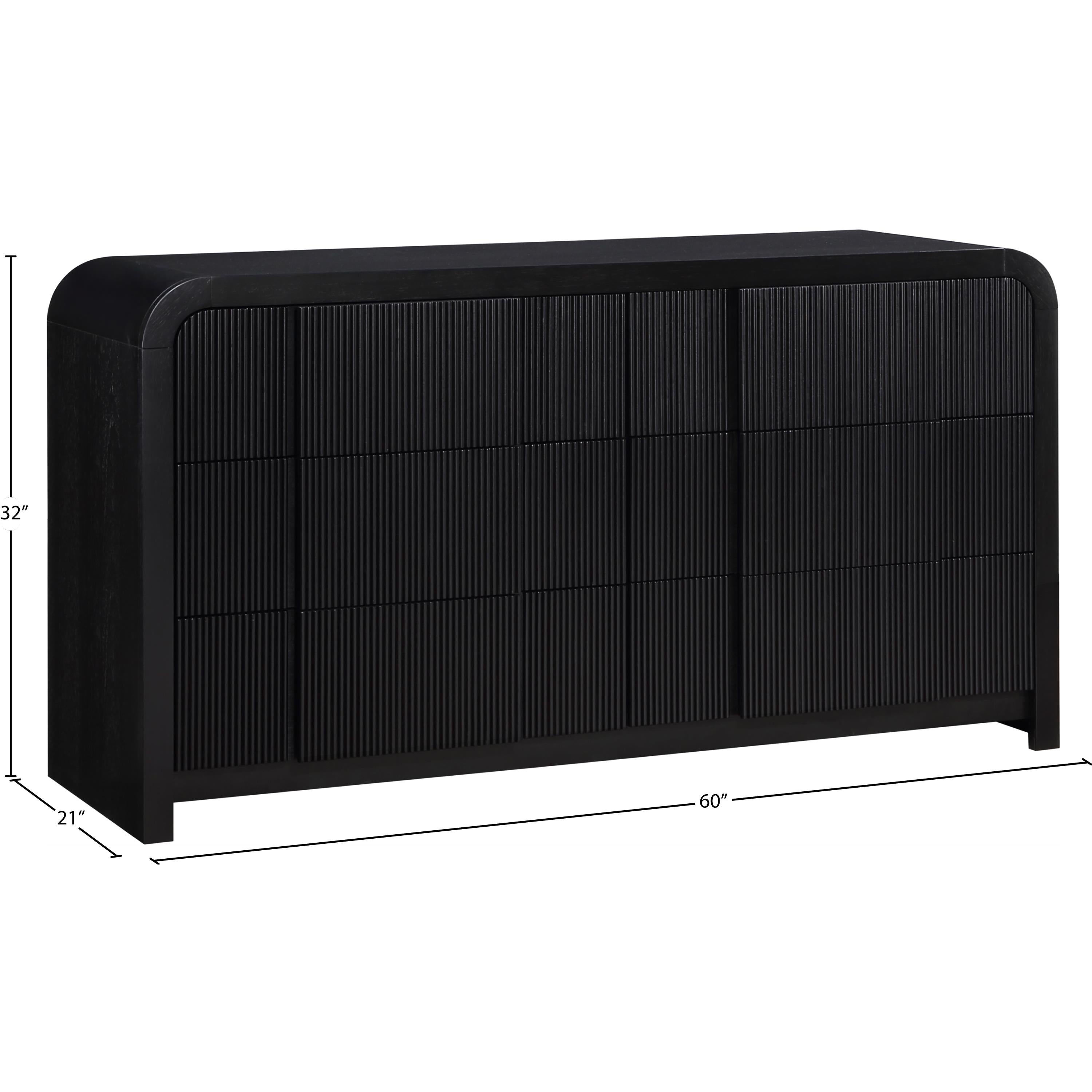 Meridian Fluted Black Dresser