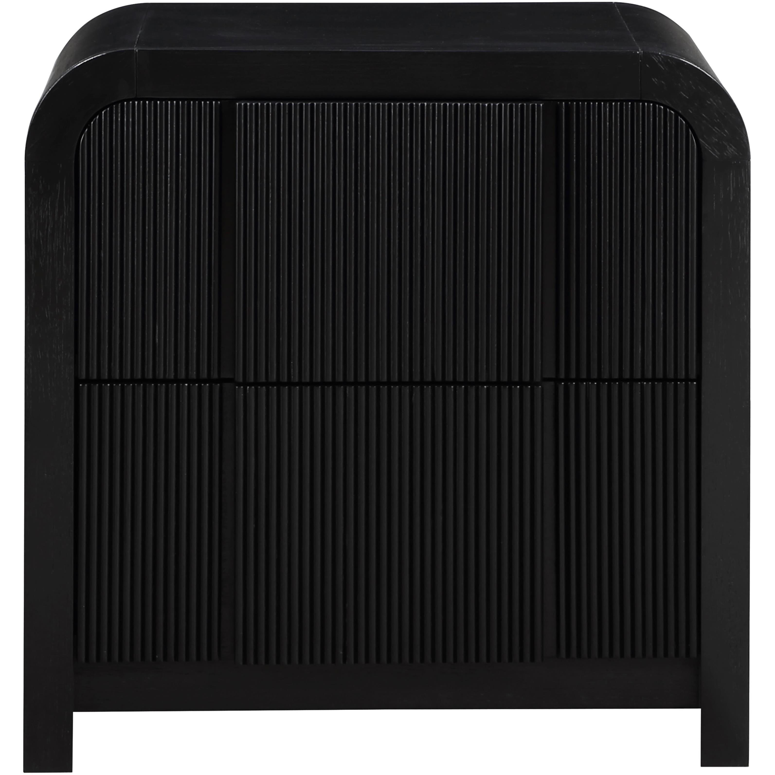 Meridian Fluted Black Night Stand