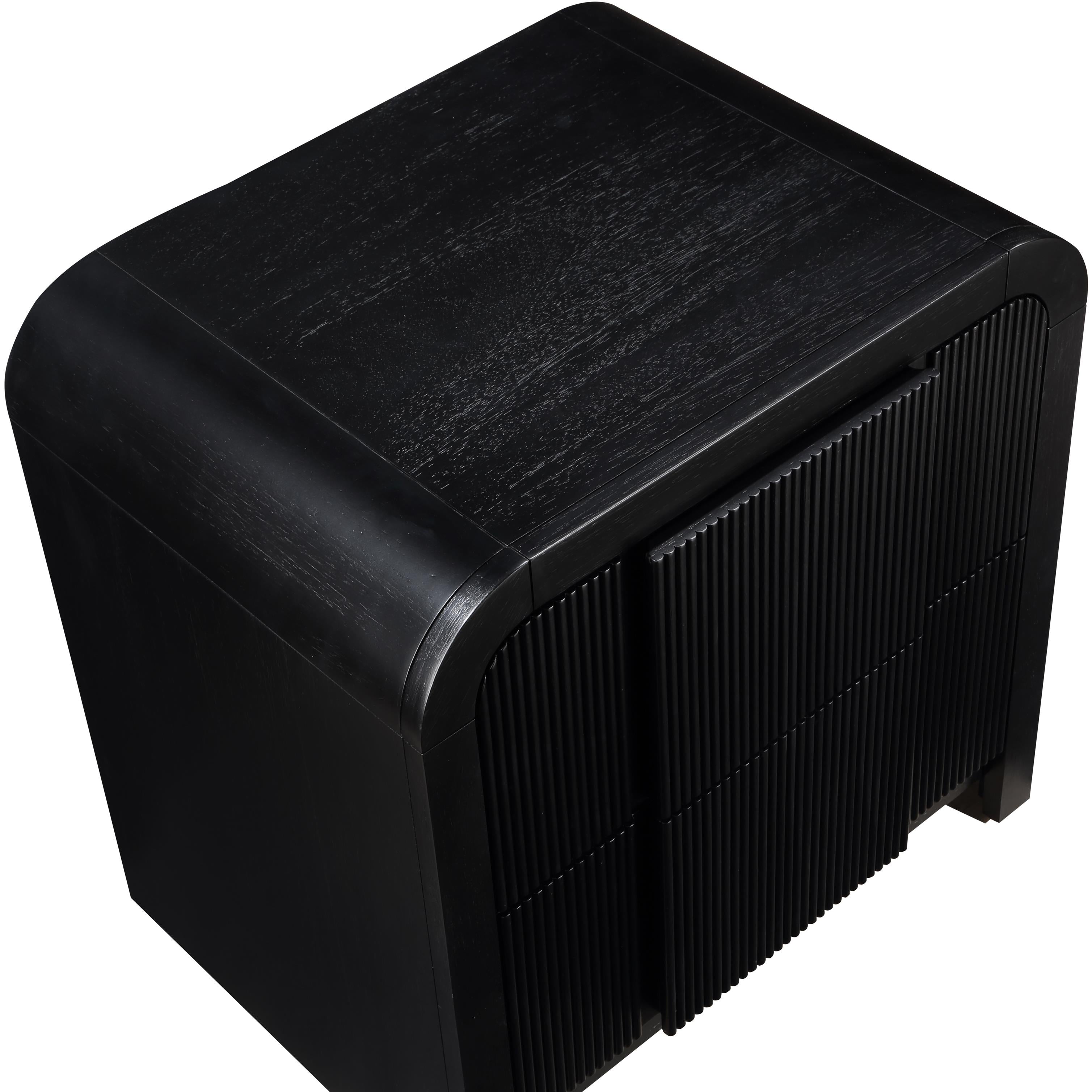 Meridian Fluted Black Night Stand