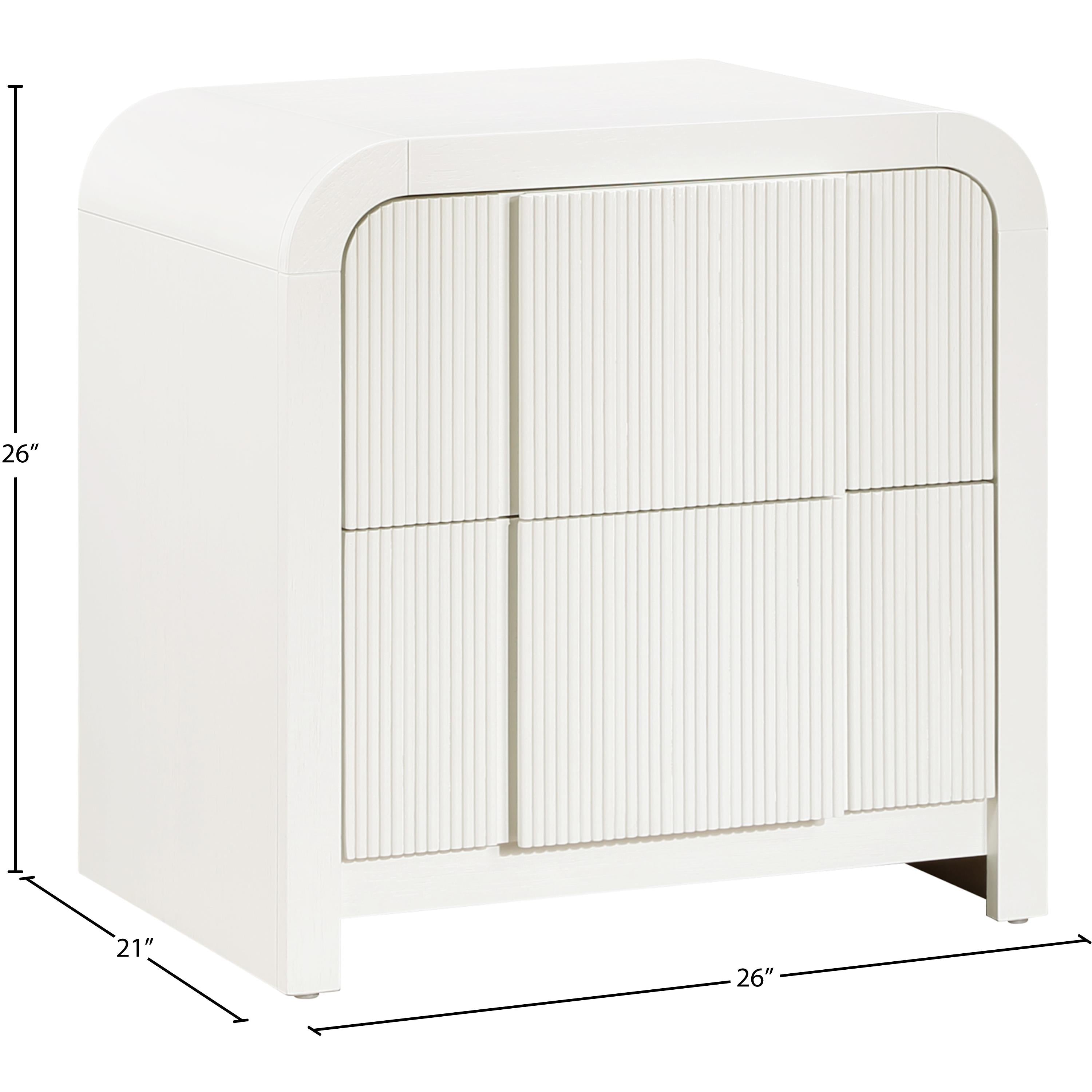 Meridian Fluted Cream Night Stand