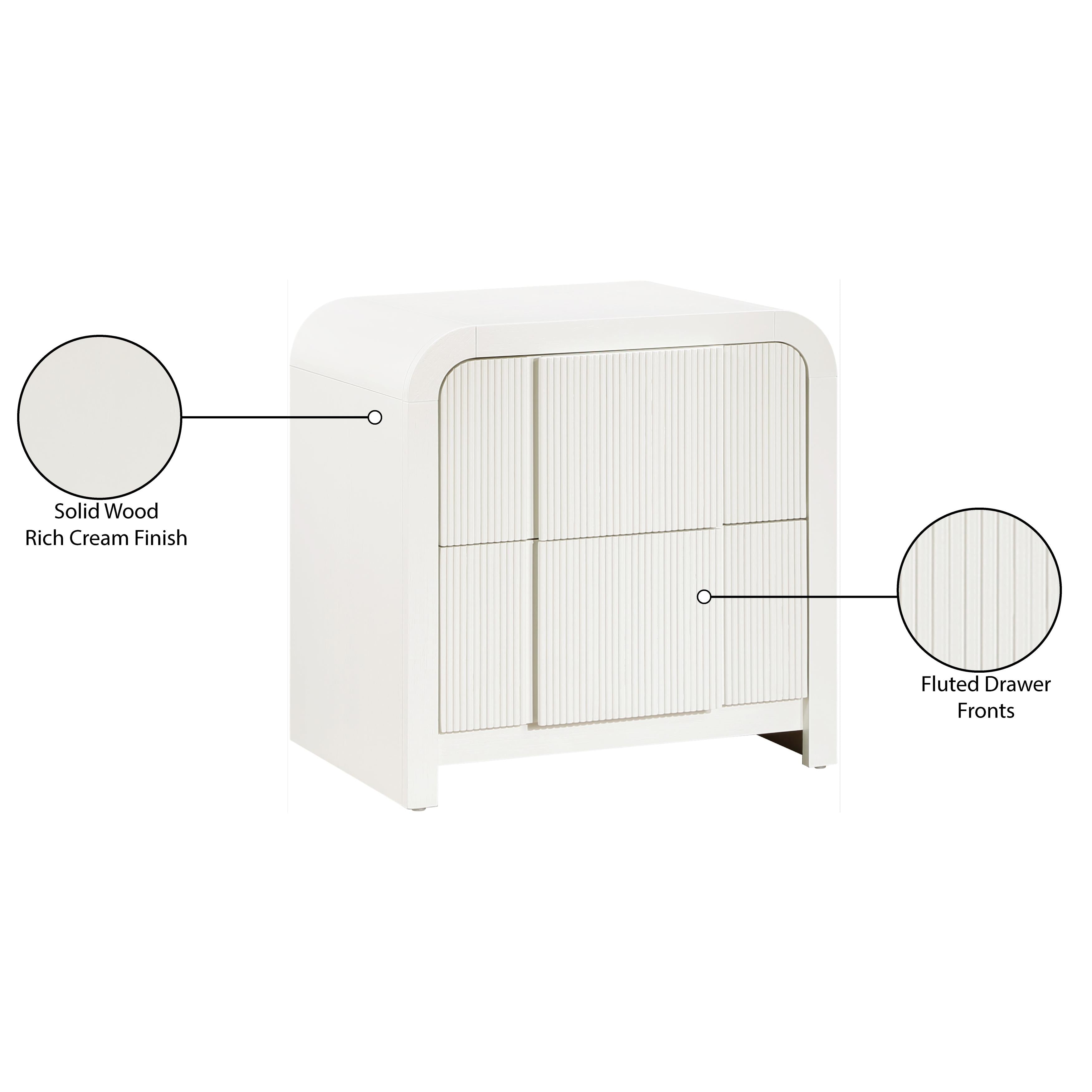 Meridian Fluted Cream Night Stand