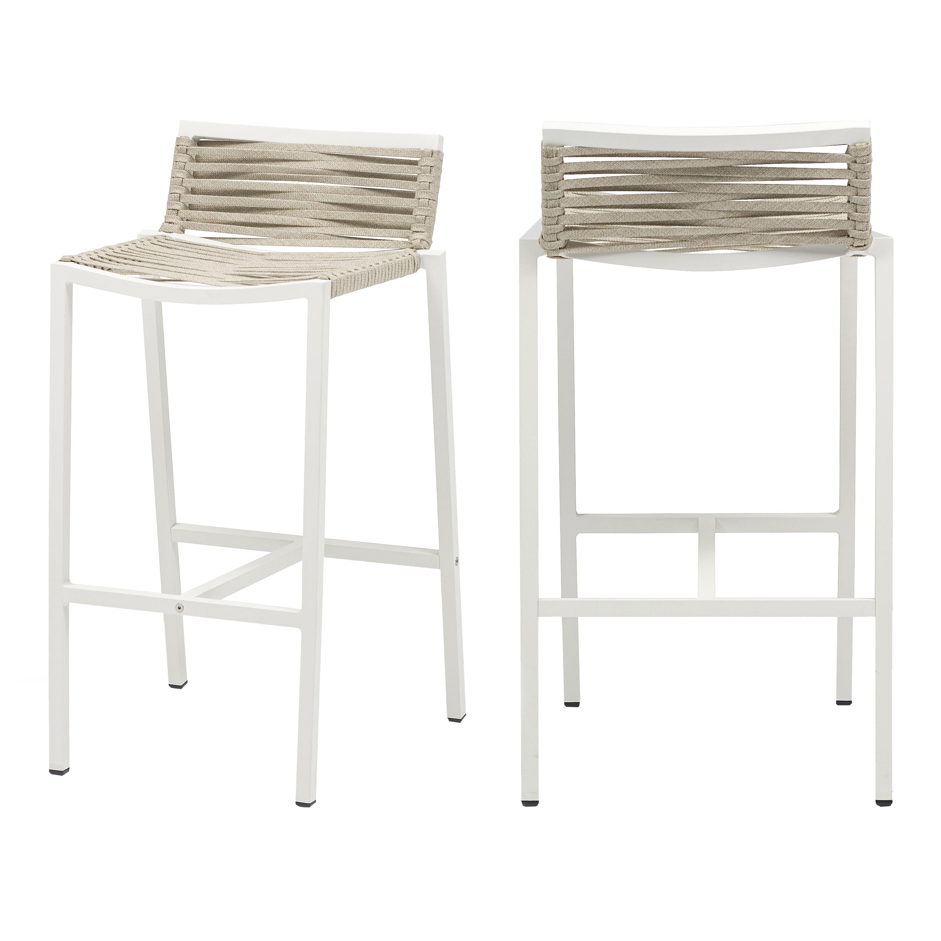 Meridian Maldives Cream Rope Fabric Outdoor Patio Barstool