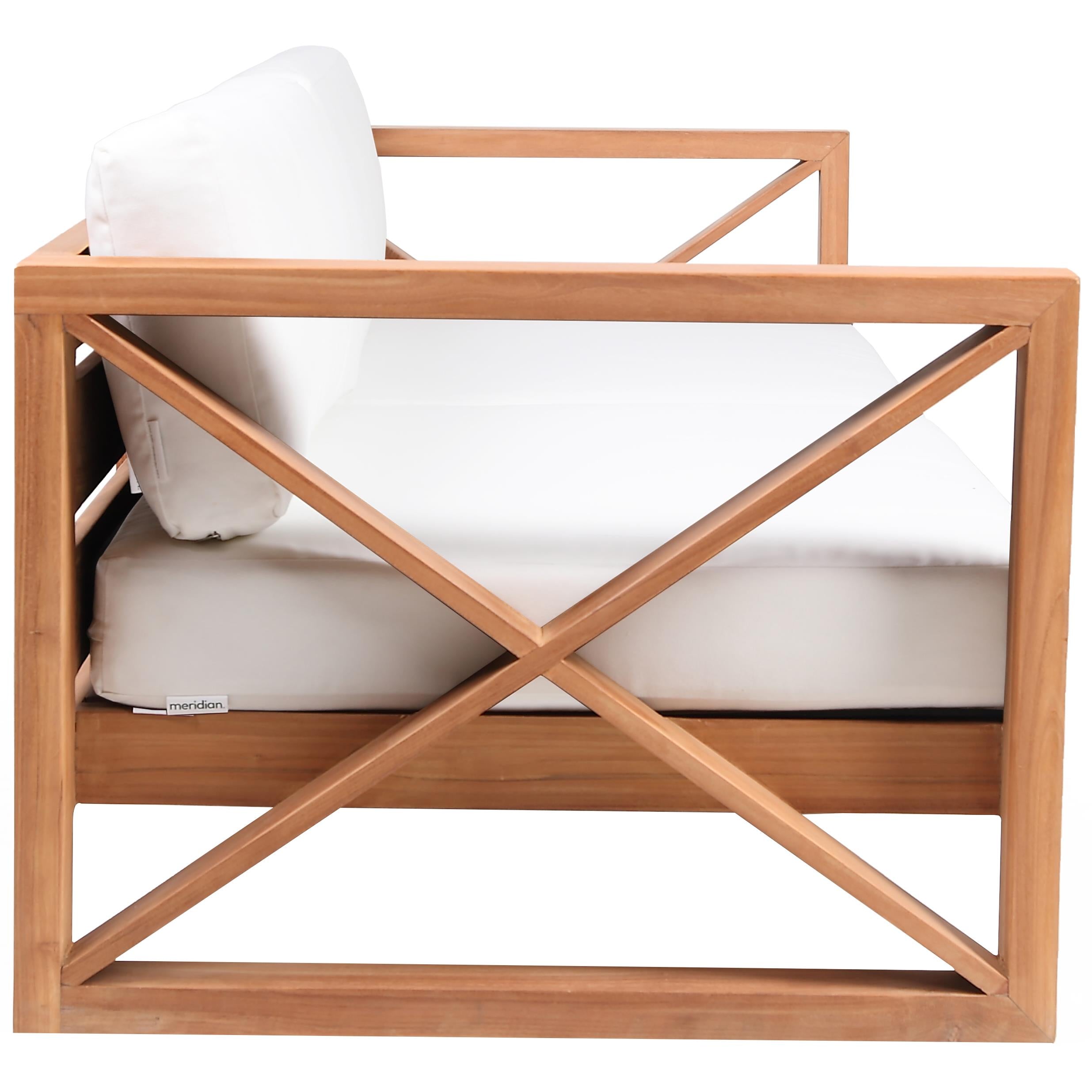 Meridian Anguilla Off White Water Resistant Fabric Outdoor Sofa