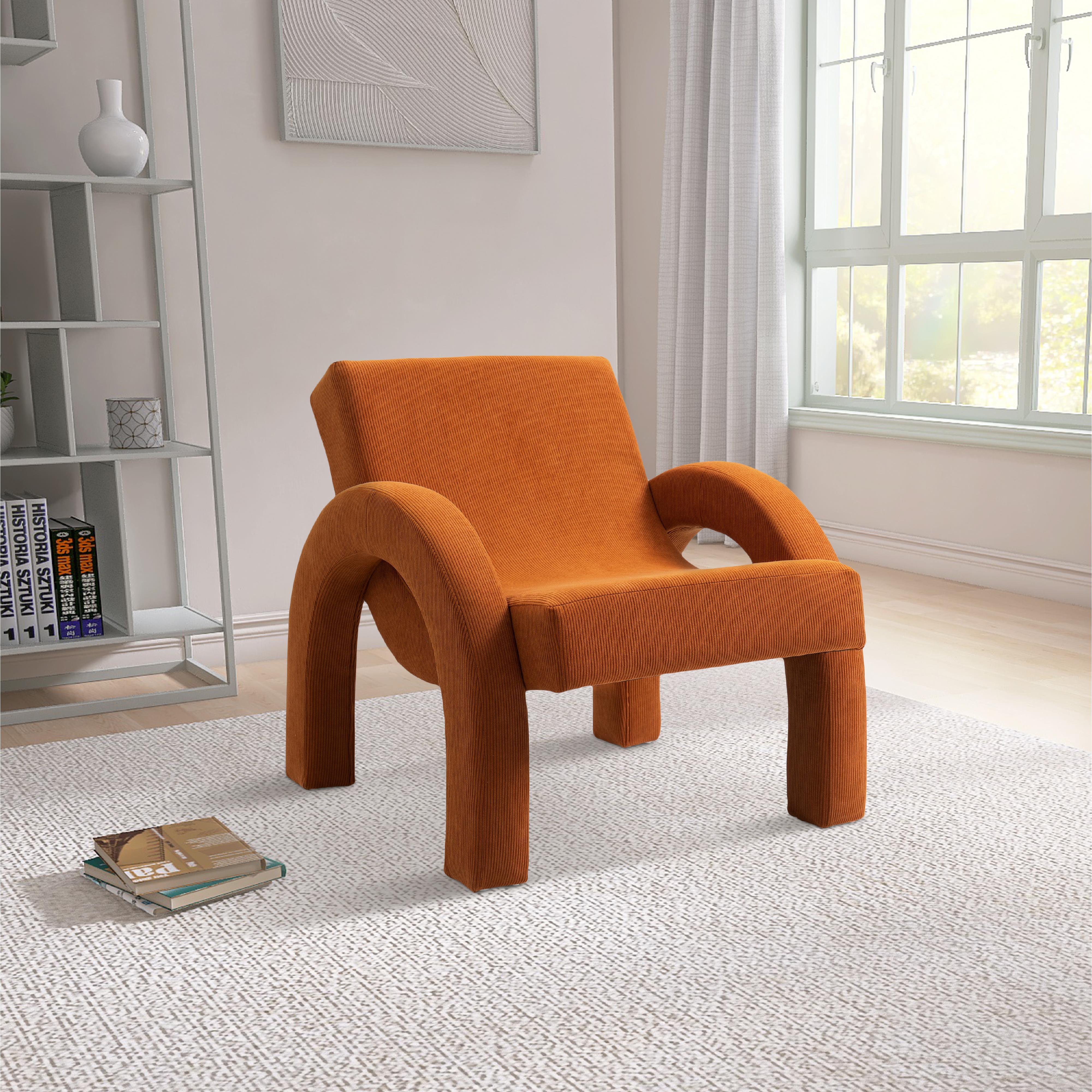 Meridian Corduroy Cognac Corduroy Fabric Accent Chair