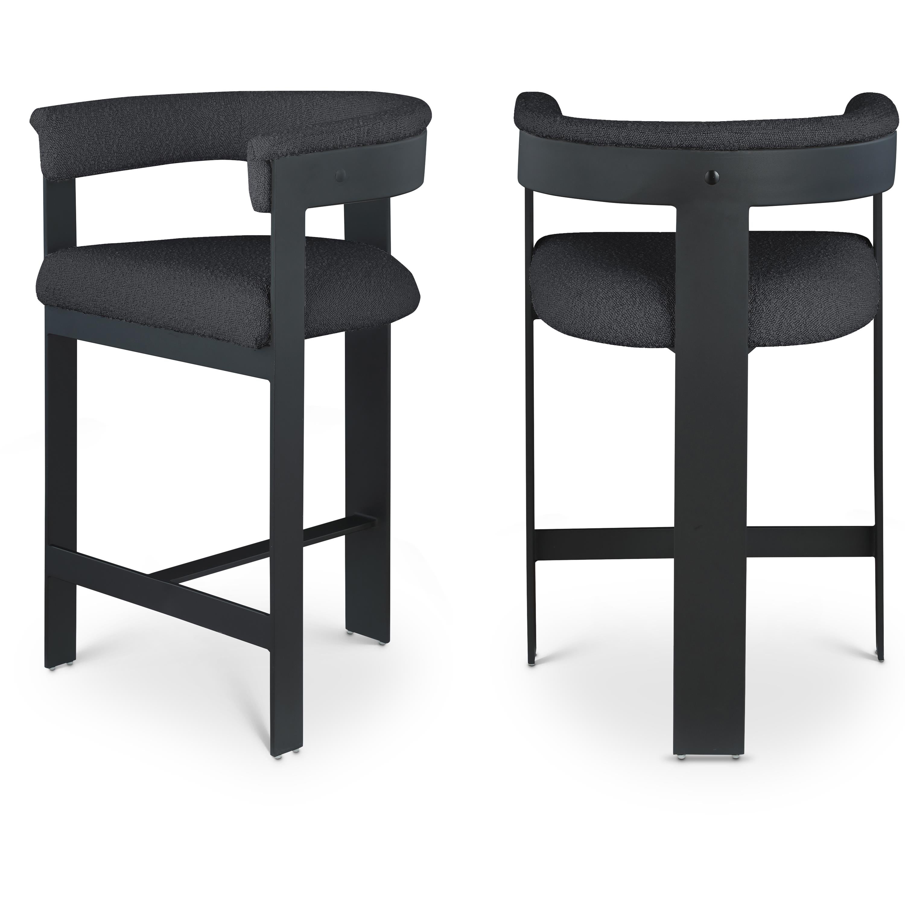 Meridian Romeo Black Boucle Fabric Counter Stool