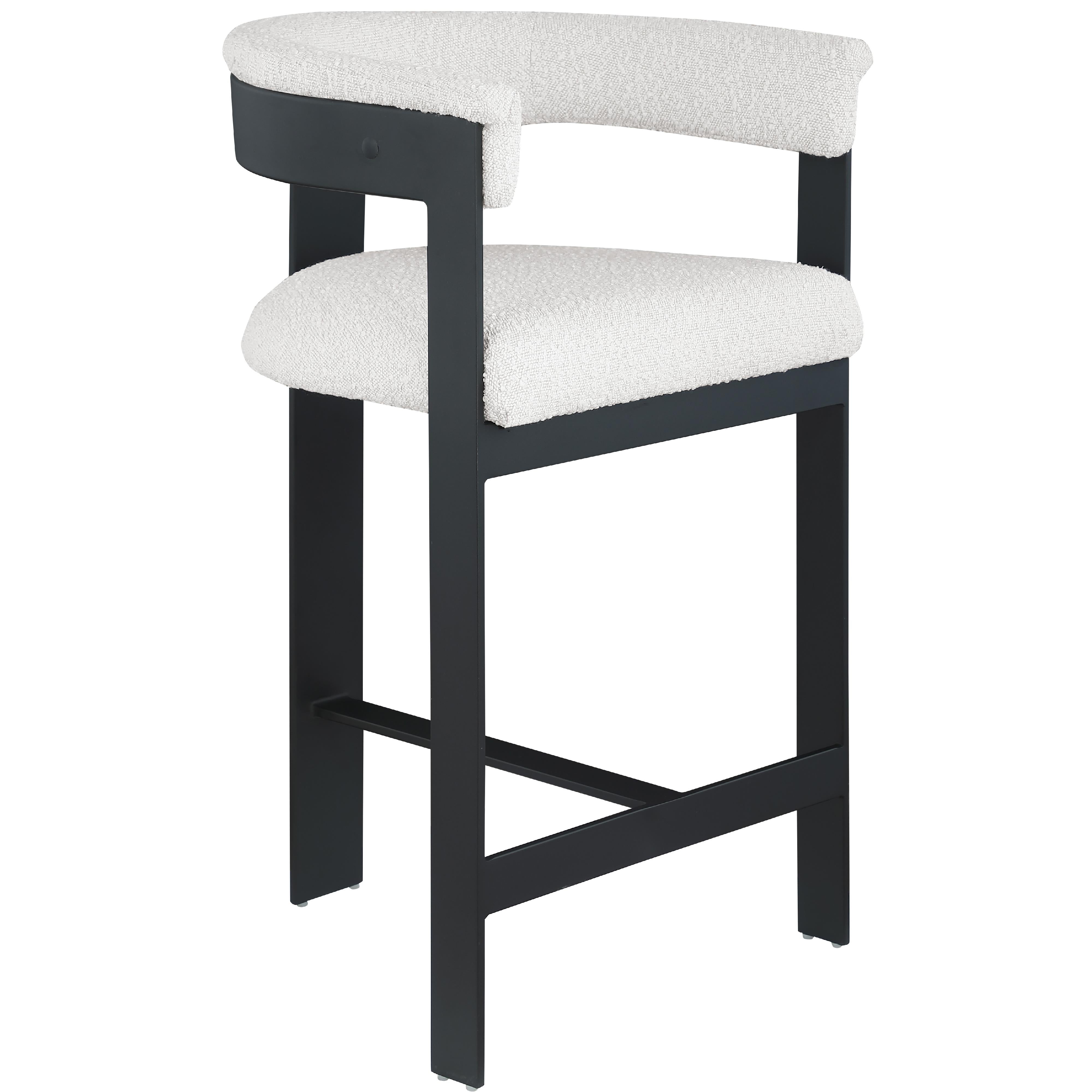 Meridian Romeo Cream Boucle Fabric Counter Stool