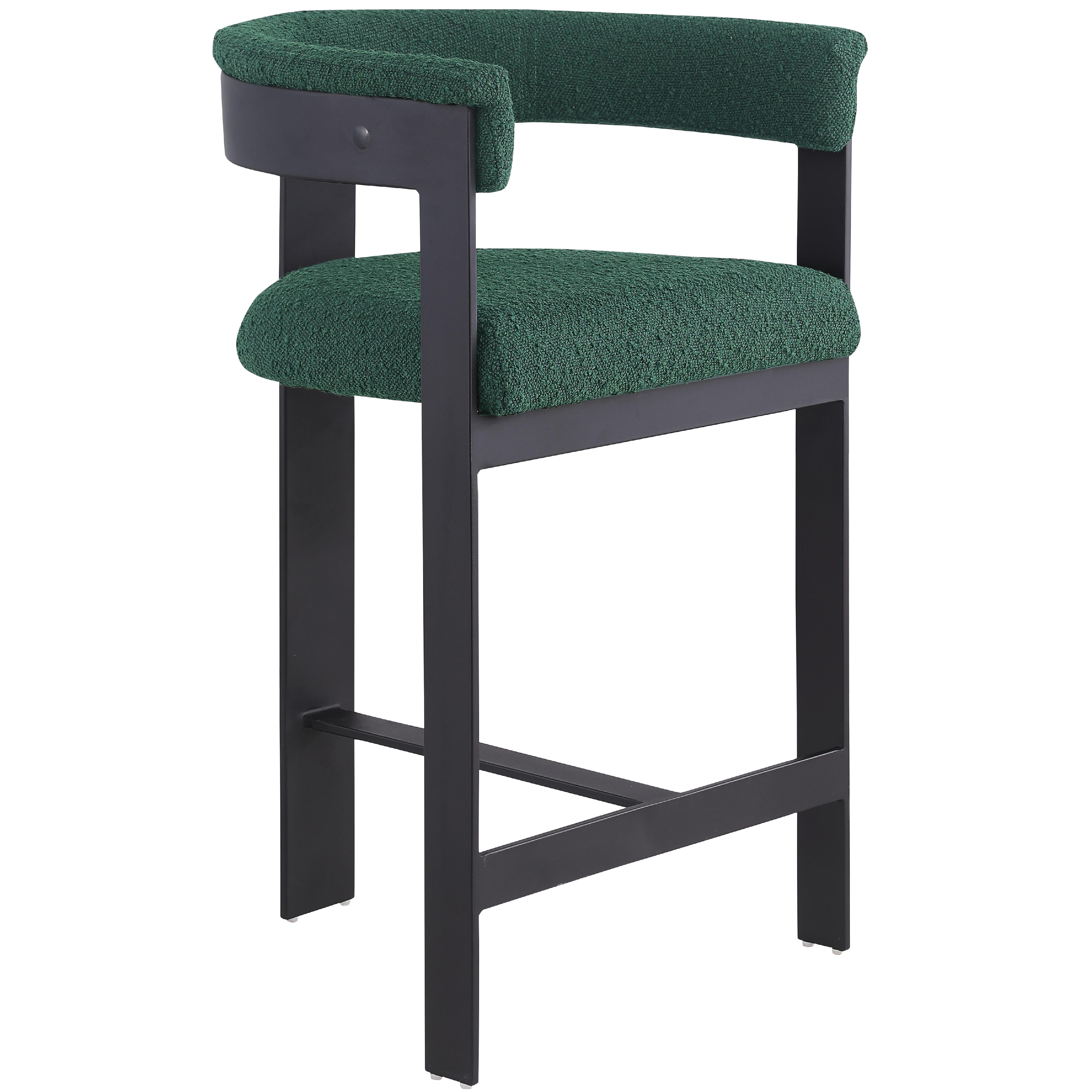 Meridian Romeo Green Boucle Fabric Counter Stool
