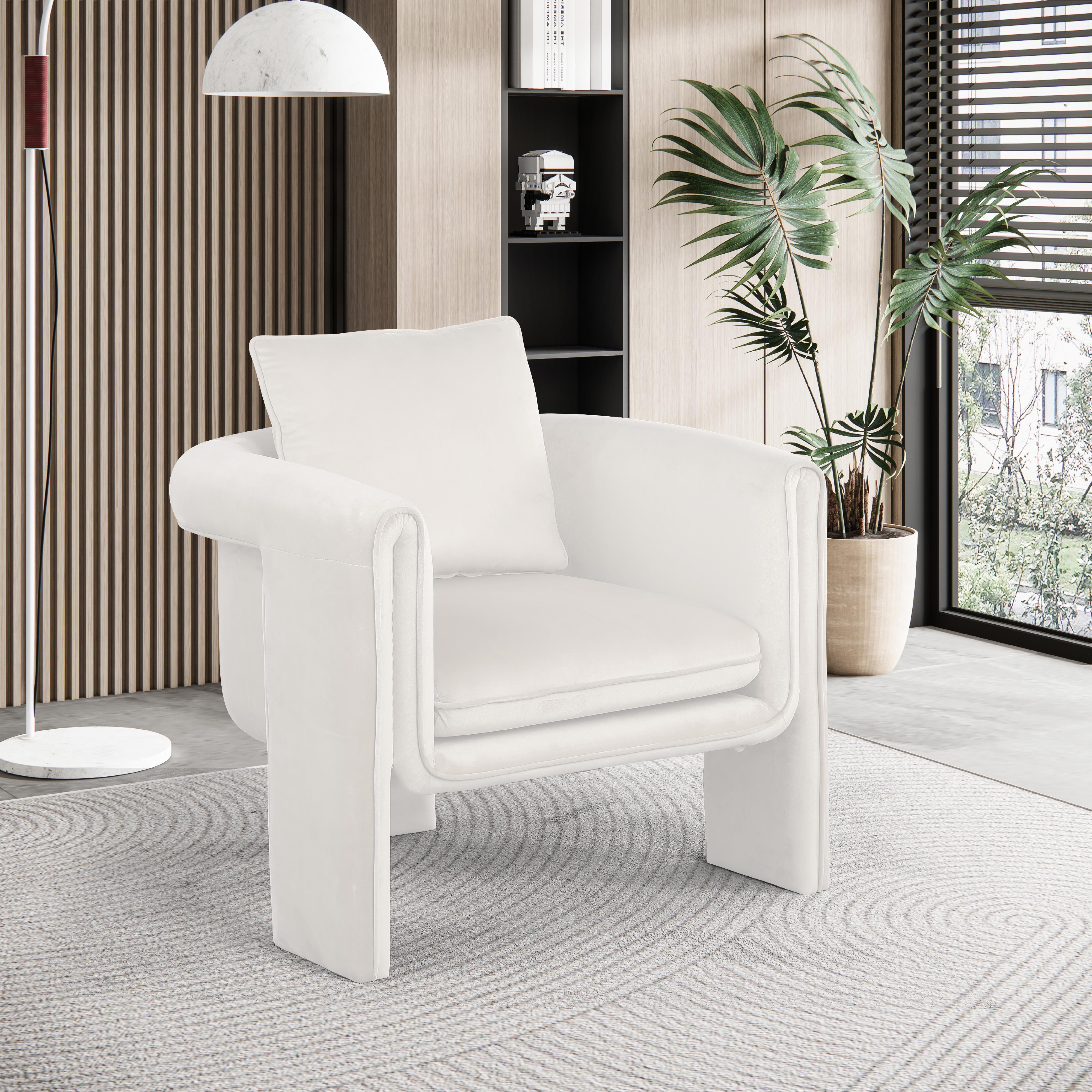 Meridian Sloan Cream Velvet Accent Chair