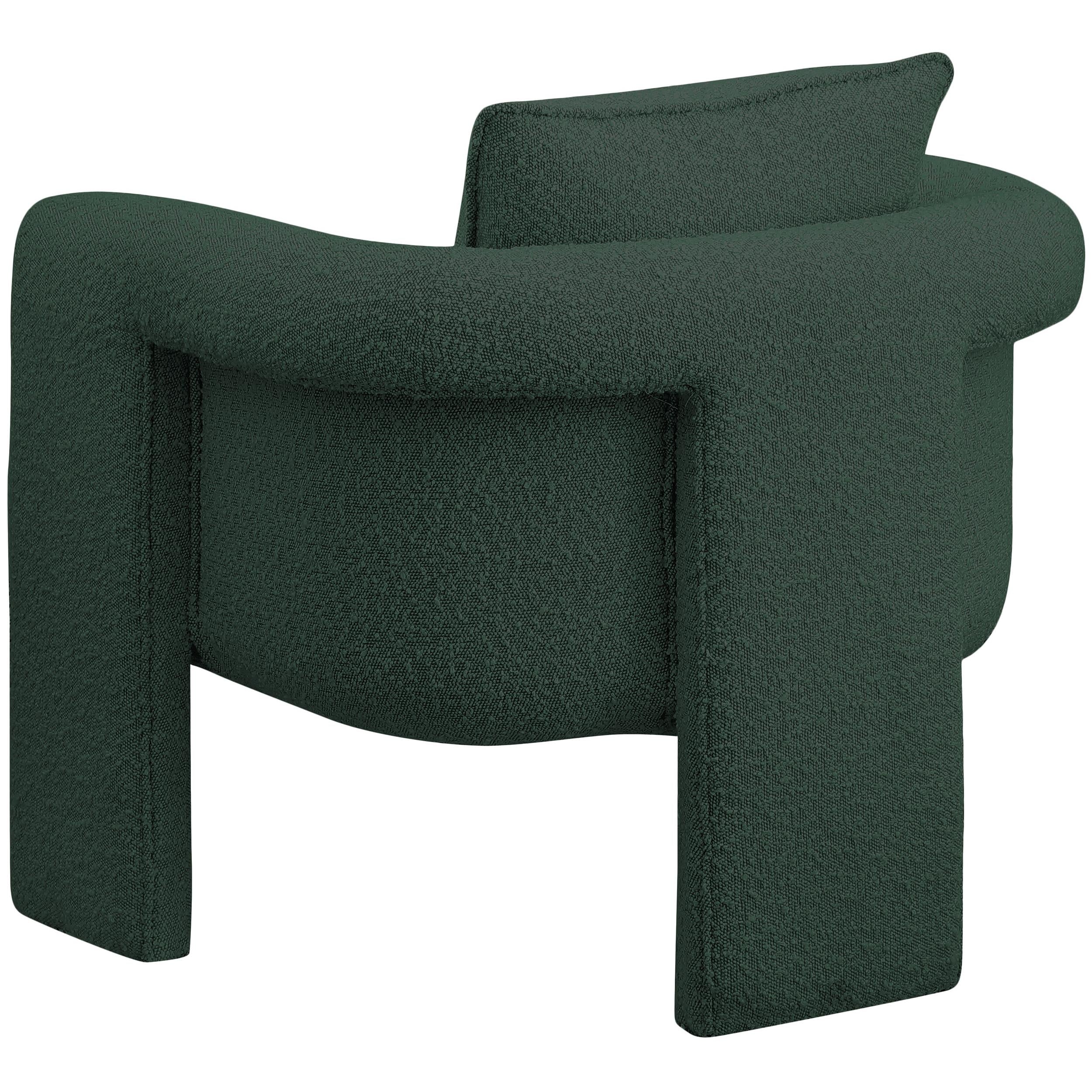 Meridian Stylus Green Boucle Fabric Accent Chair