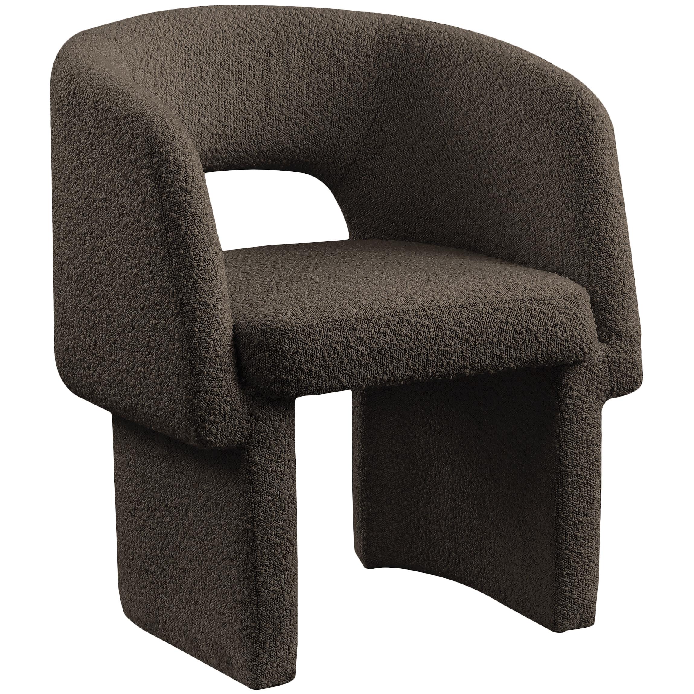 Meridian Emmet Brown Boucle Fabric Dining Chair / Accent Chair