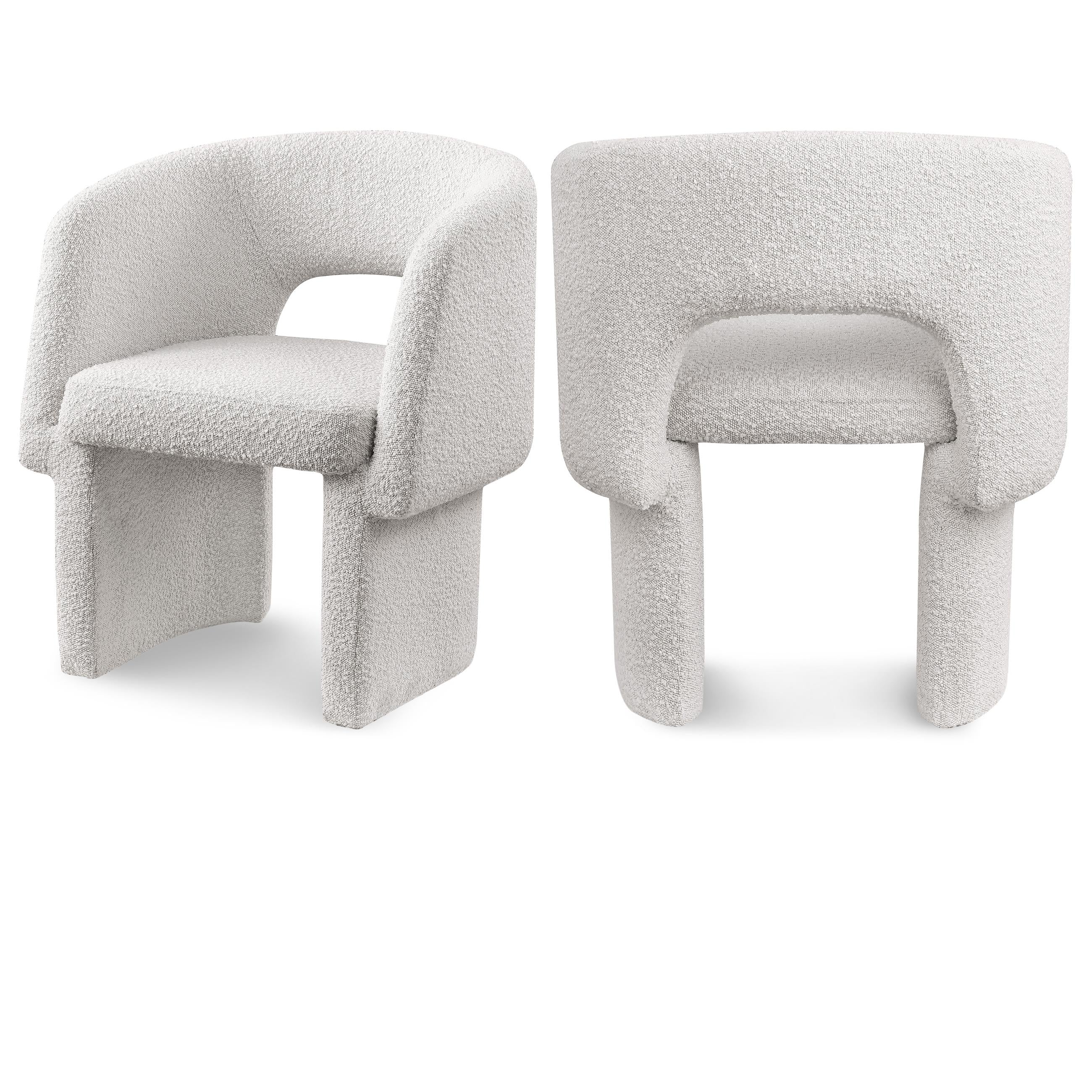 Meridian Emmet Cream Boucle Fabric Dining Chair / Accent Chair