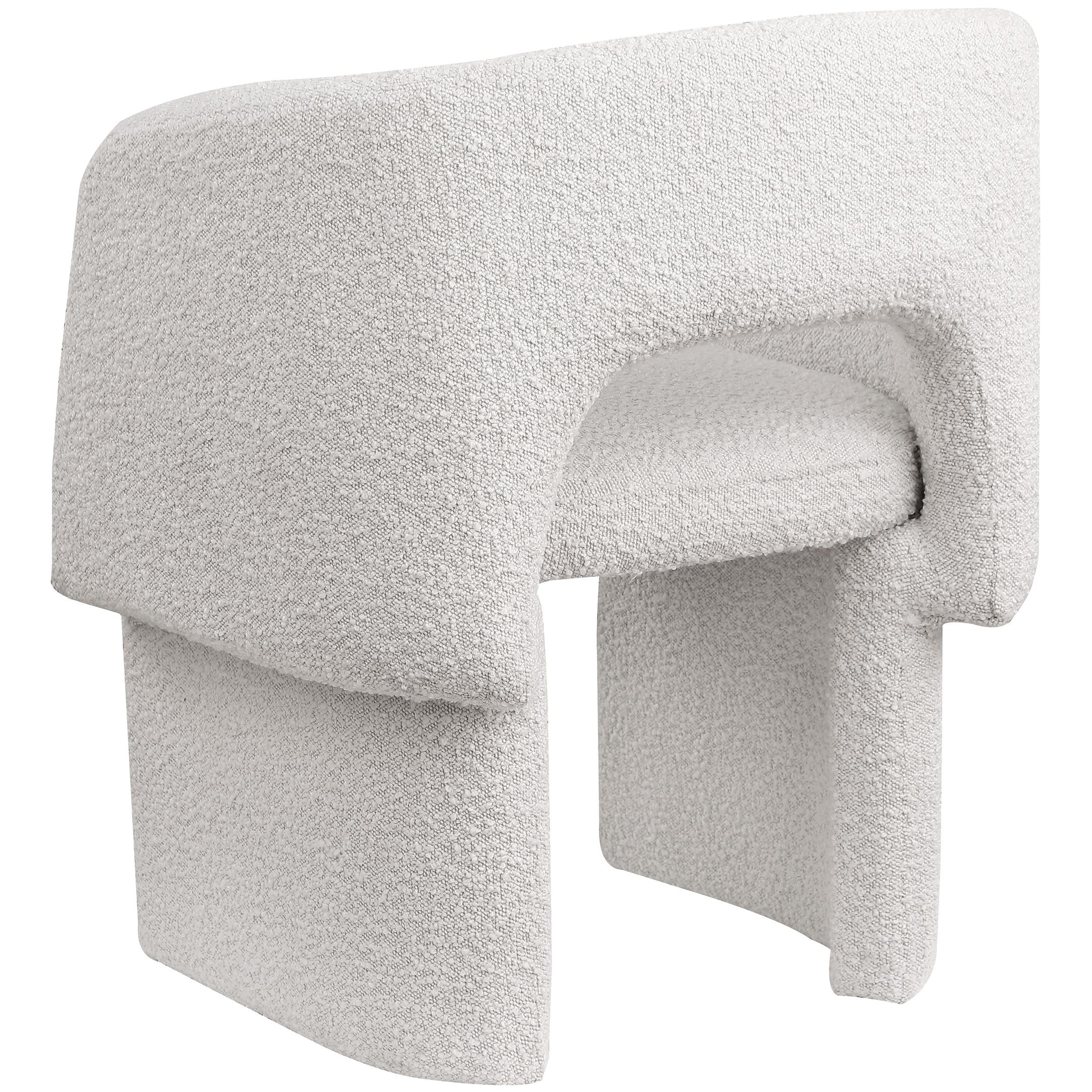 Meridian Emmet Cream Boucle Fabric Dining Chair / Accent Chair