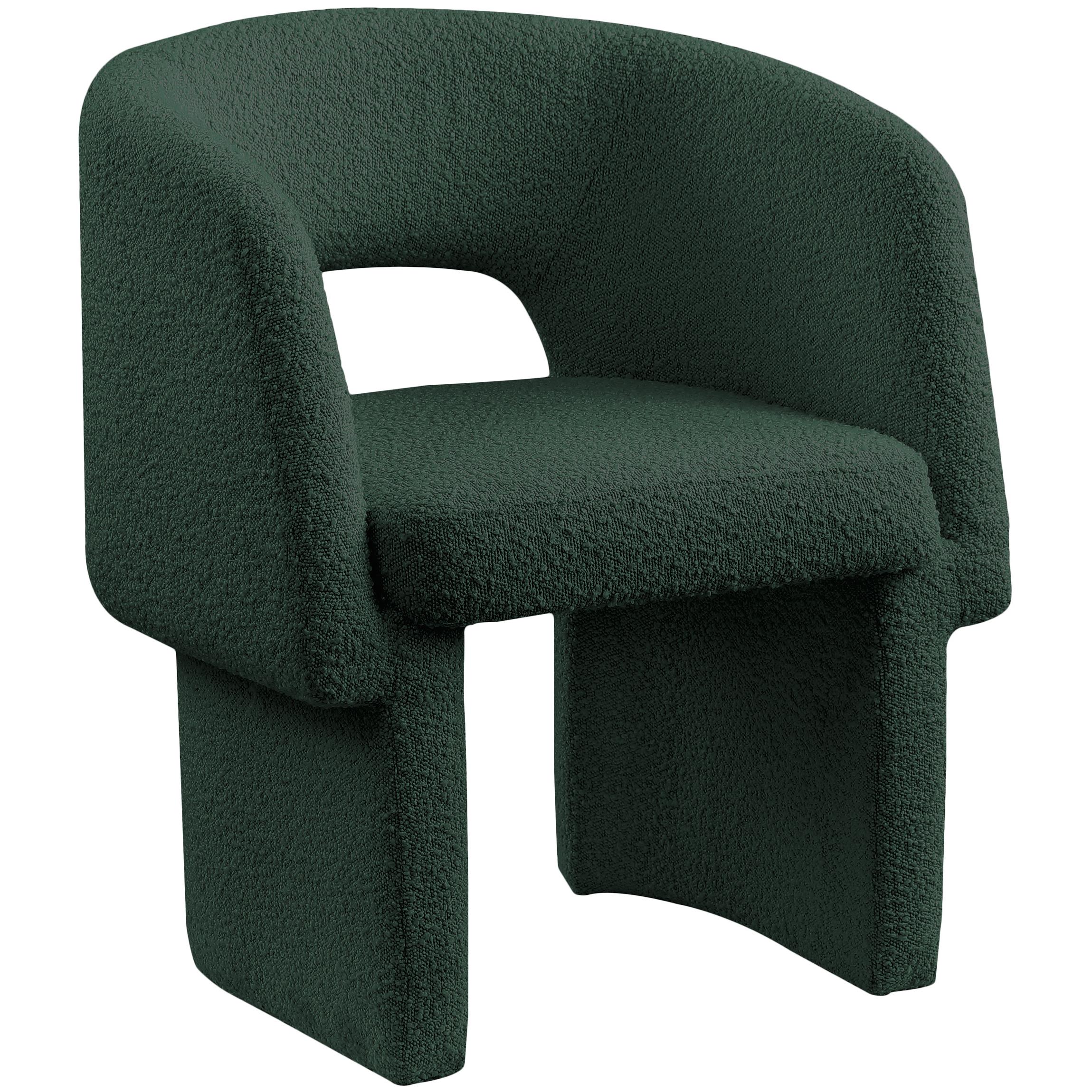 Meridian Emmet Green Boucle Fabric Dining Chair / Accent Chair