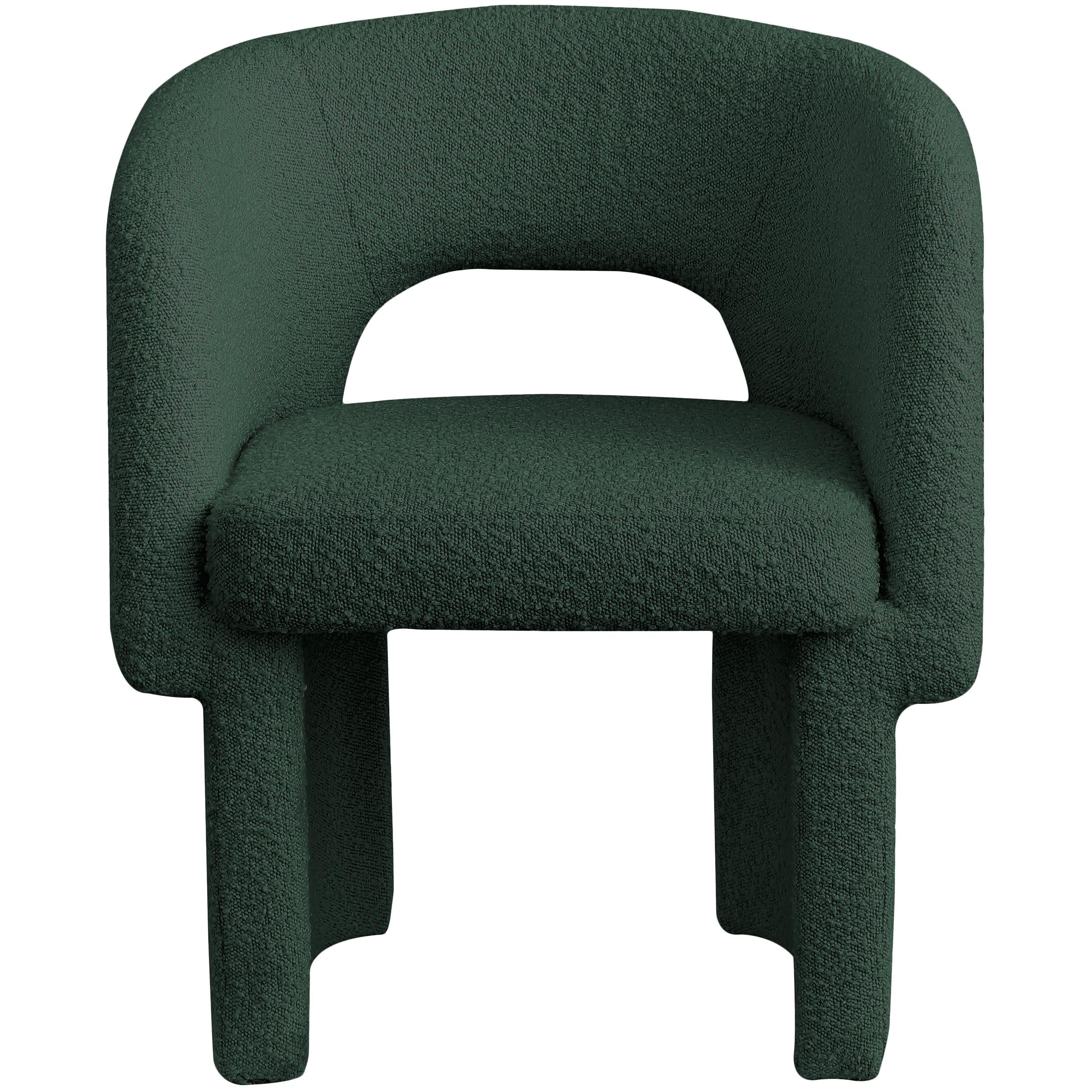 Meridian Emmet Green Boucle Fabric Dining Chair / Accent Chair