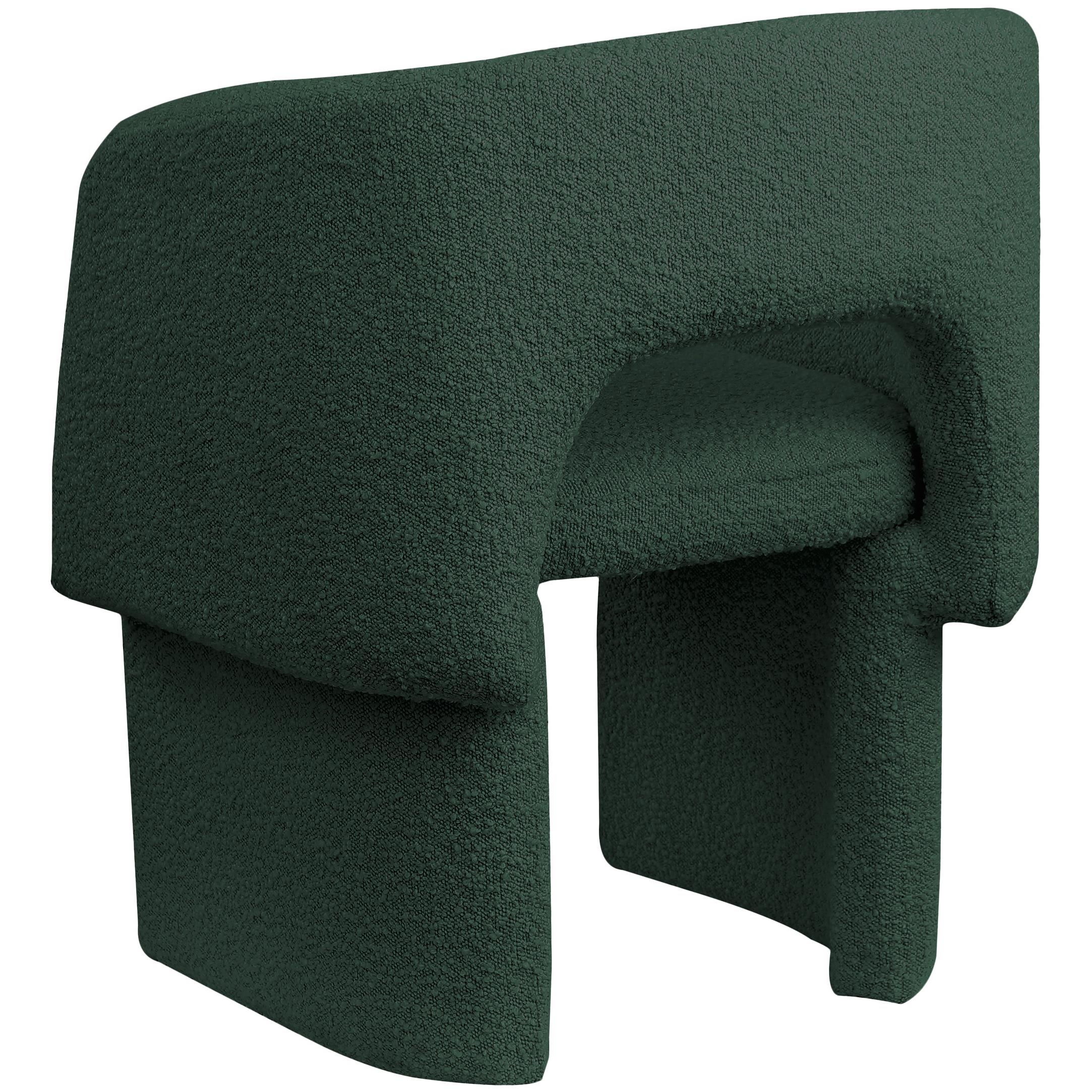 Meridian Emmet Green Boucle Fabric Dining Chair / Accent Chair