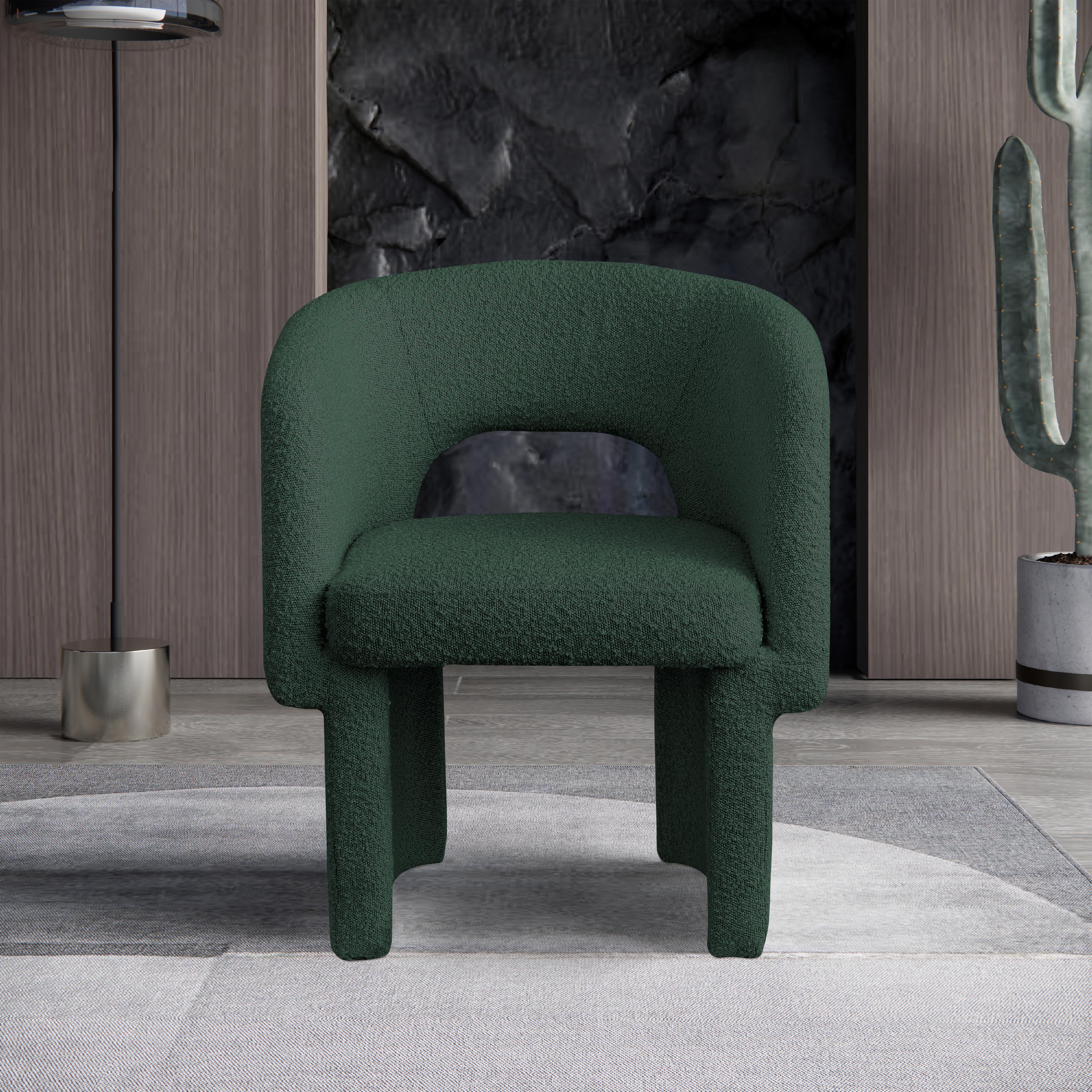 Meridian Emmet Green Boucle Fabric Dining Chair / Accent Chair