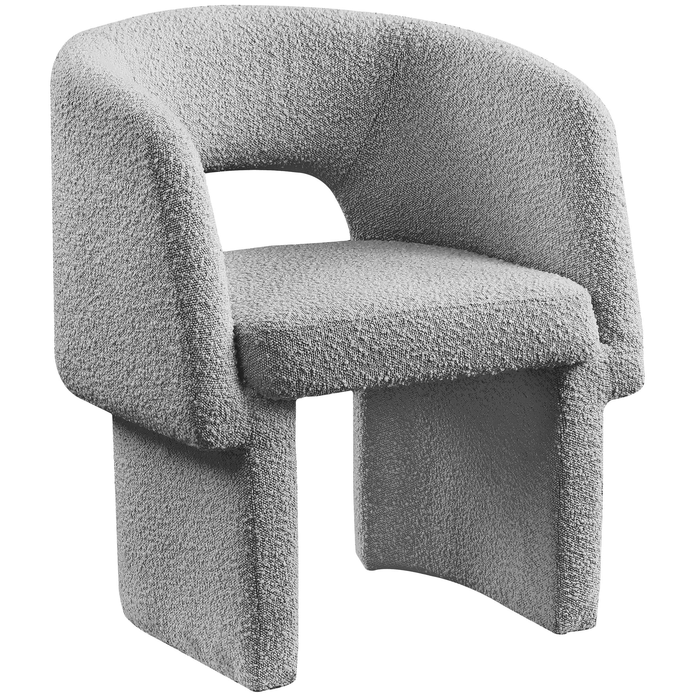 Meridian Emmet Grey Boucle Fabric Dining Chair / Accent Chair