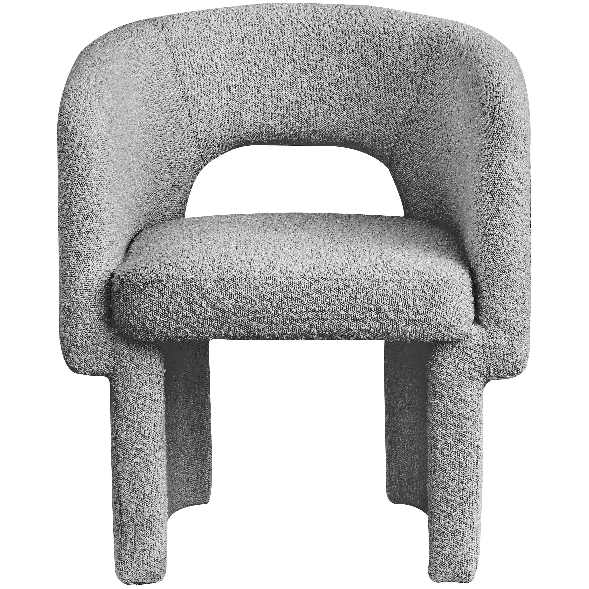 Meridian Emmet Grey Boucle Fabric Dining Chair / Accent Chair