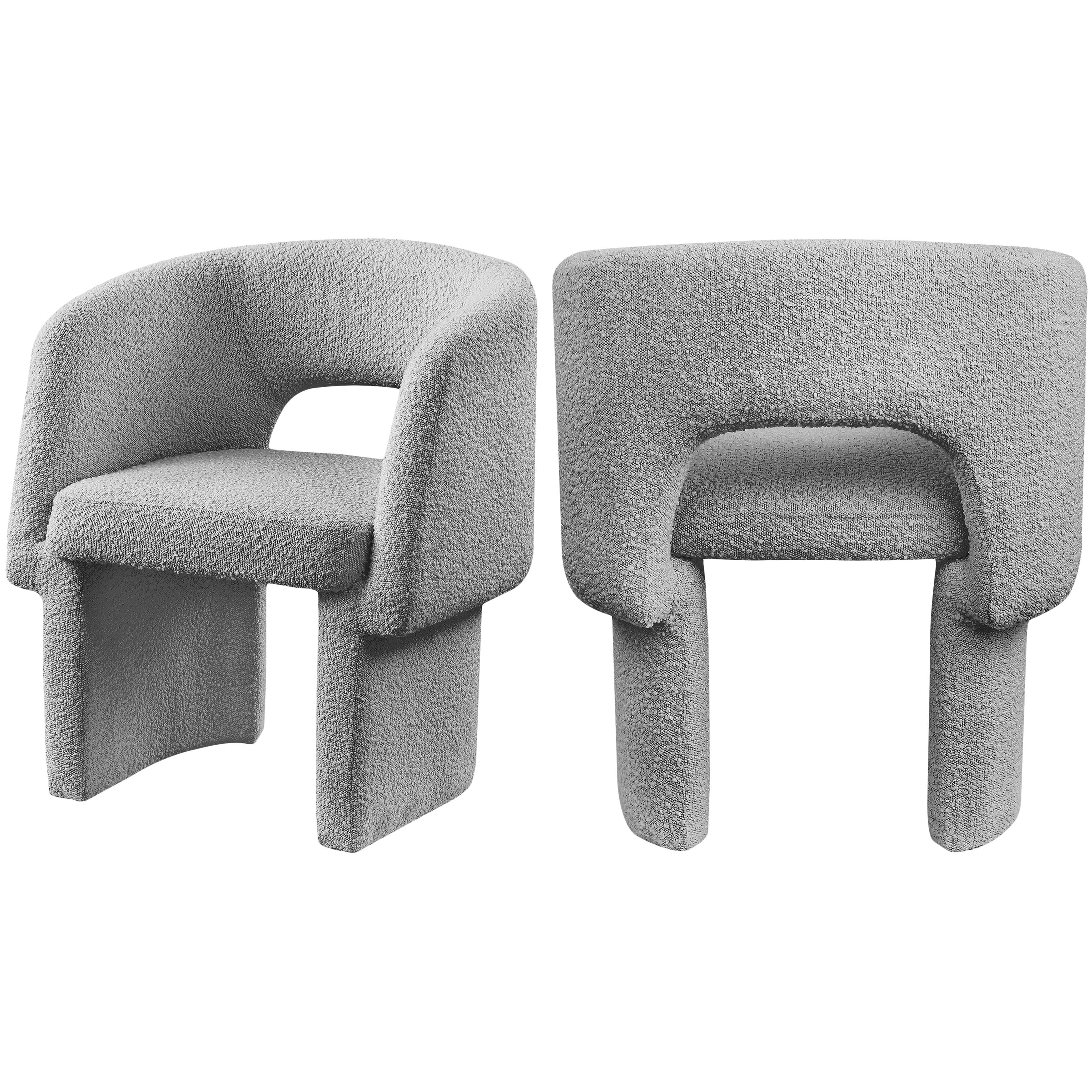 Meridian Emmet Grey Boucle Fabric Dining Chair / Accent Chair