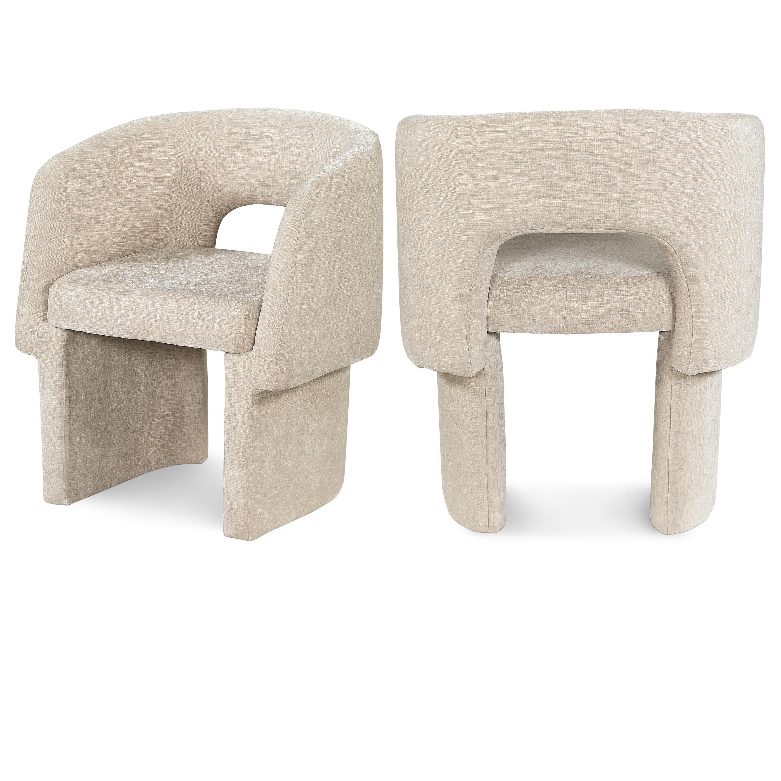 Meridian Emmet Beige Chenille Fabric Dining Chair / Accent Chair