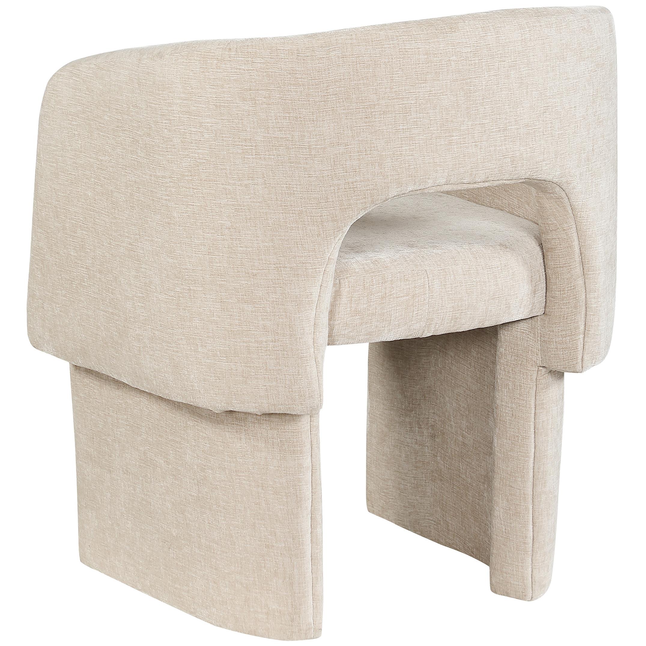 Meridian Emmet Beige Chenille Fabric Dining Chair / Accent Chair