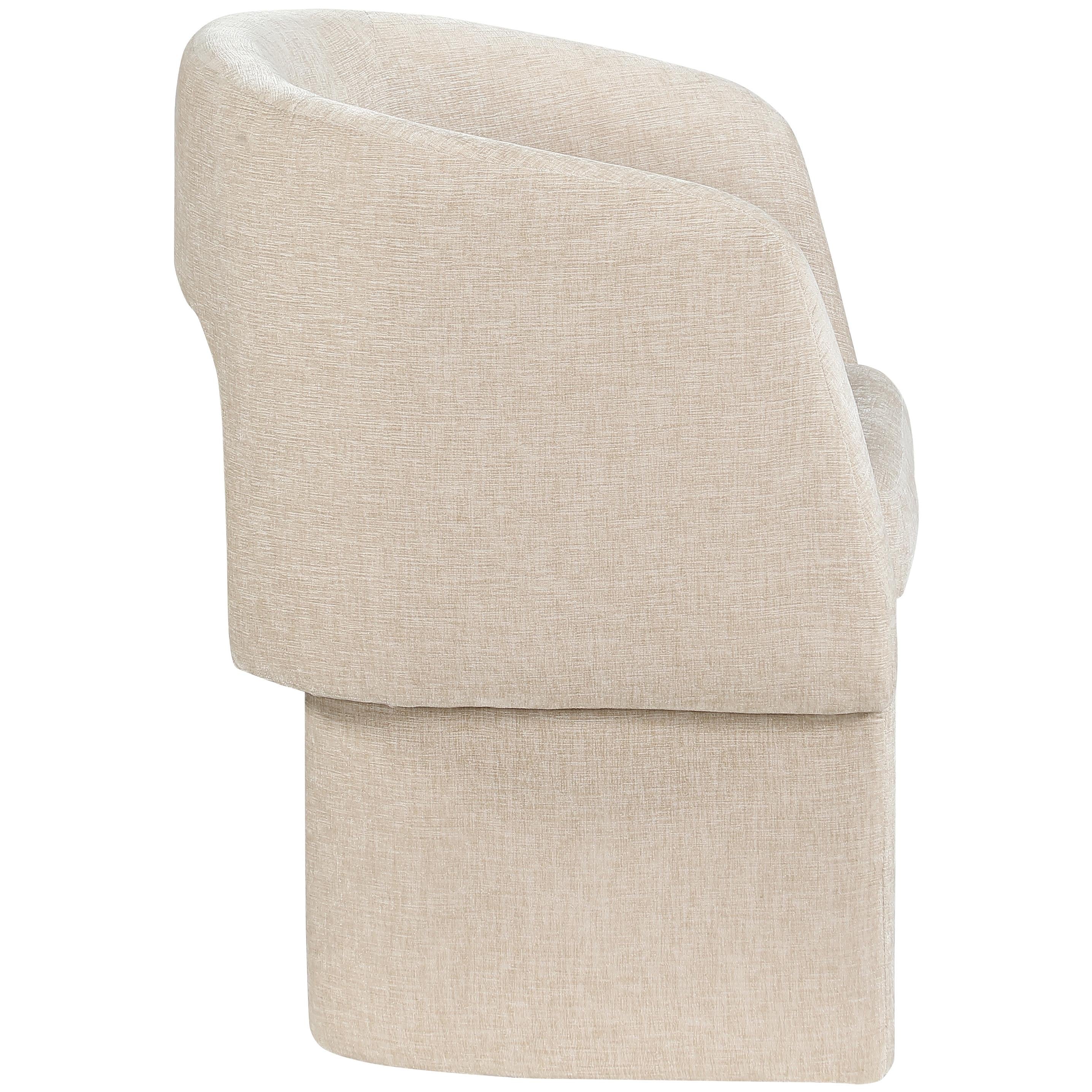 Meridian Emmet Beige Chenille Fabric Dining Chair / Accent Chair