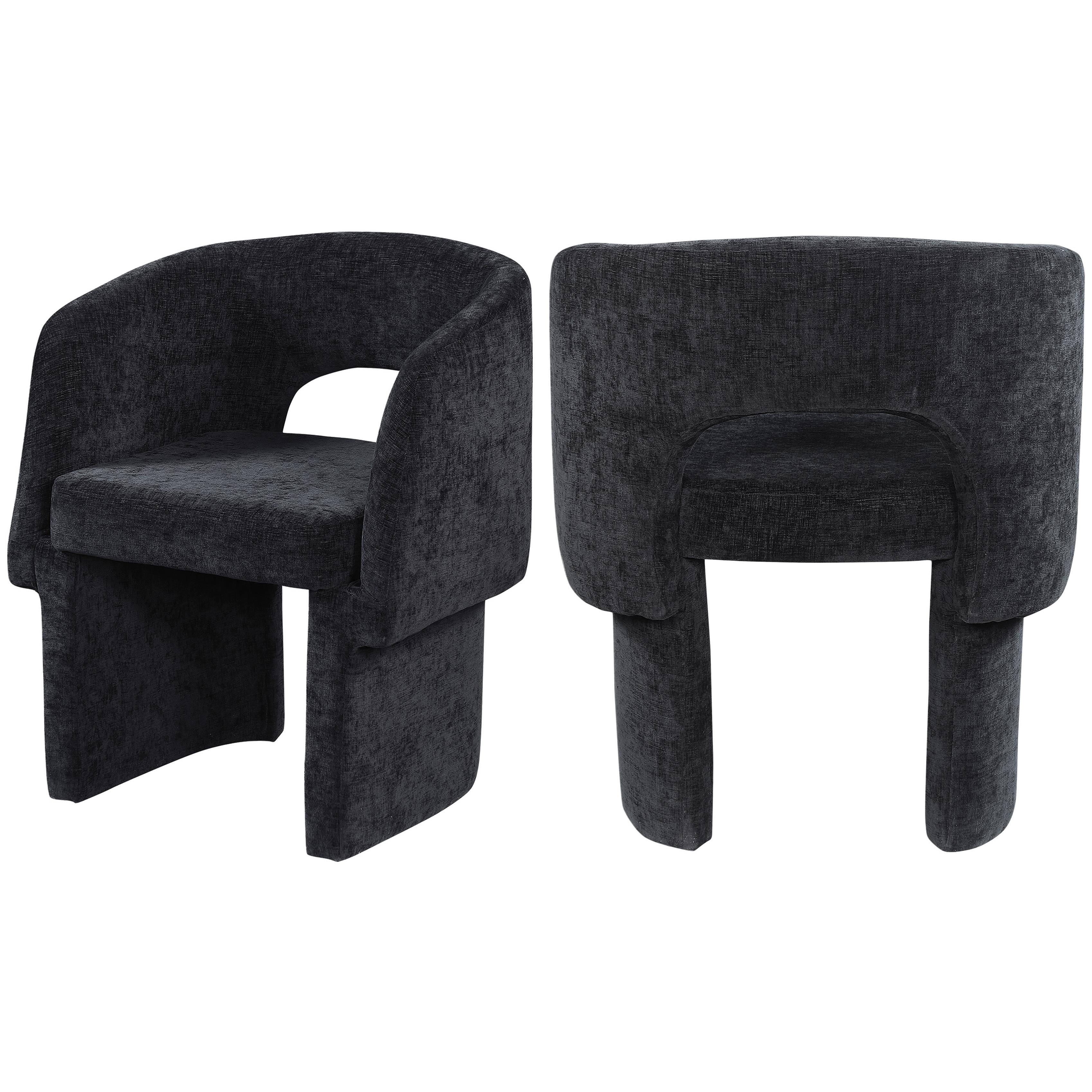 Meridian Emmet Black Chenille Fabric Dining Chair / Accent Chair
