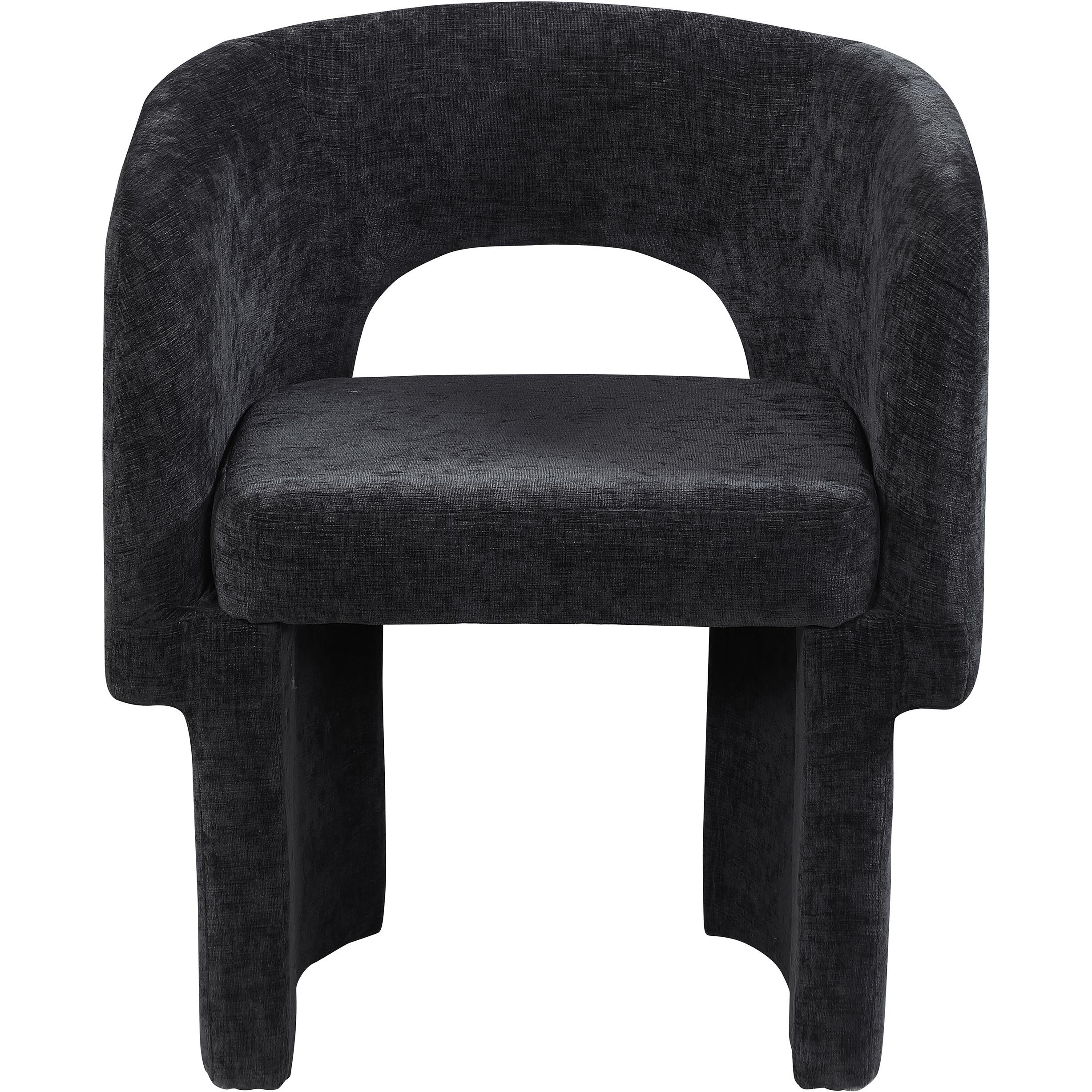 Meridian Emmet Black Chenille Fabric Dining Chair / Accent Chair