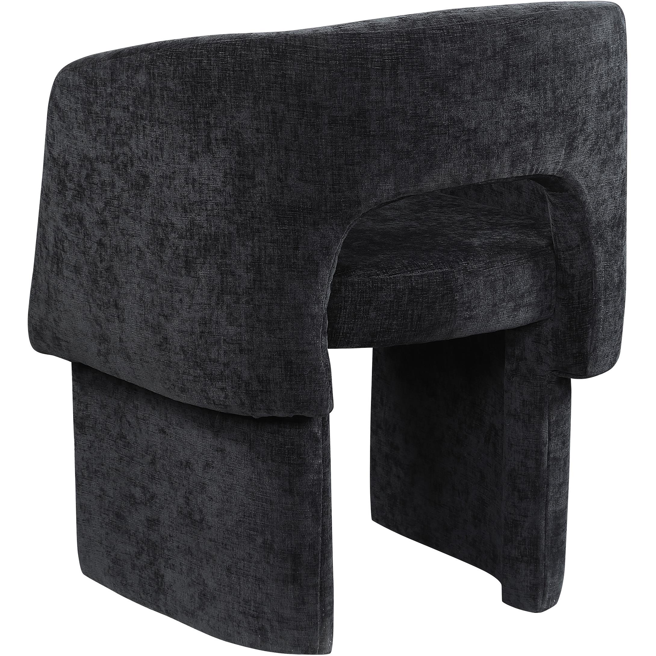Meridian Emmet Black Chenille Fabric Dining Chair / Accent Chair