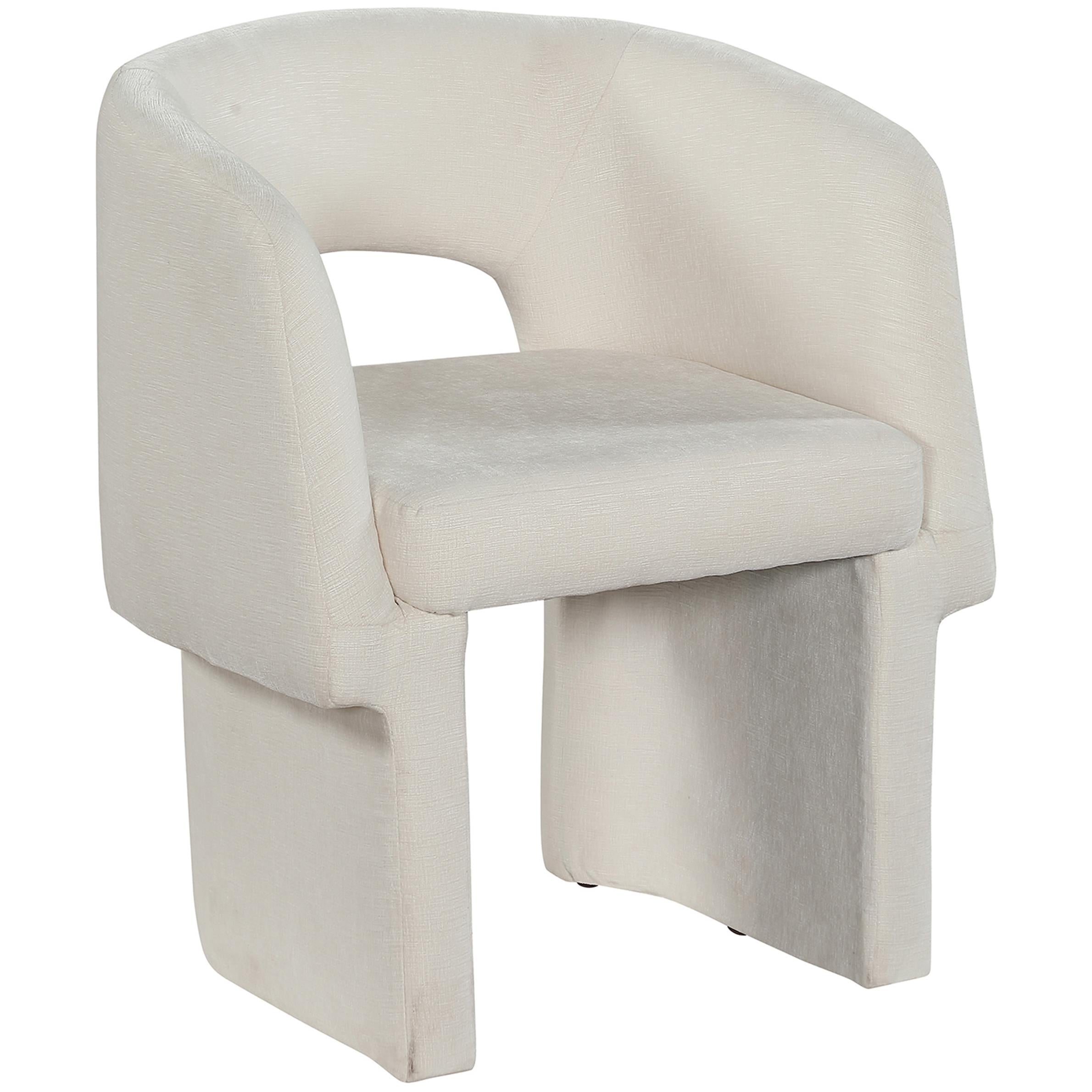 Meridian Emmet Cream Chenille Fabric Dining Chair / Accent Chair