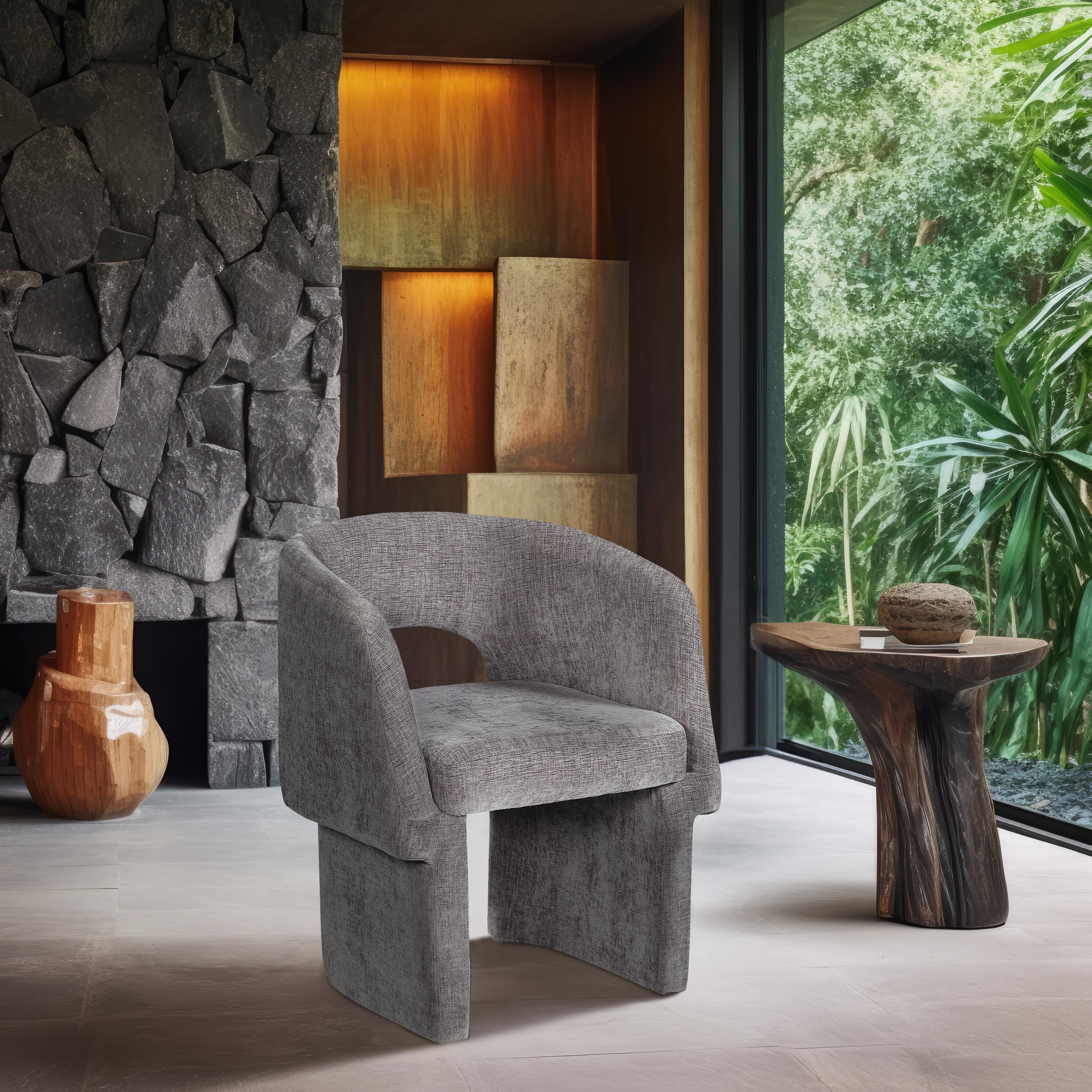 Meridian Emmet Grey Chenille Fabric Dining Chair / Accent Chair