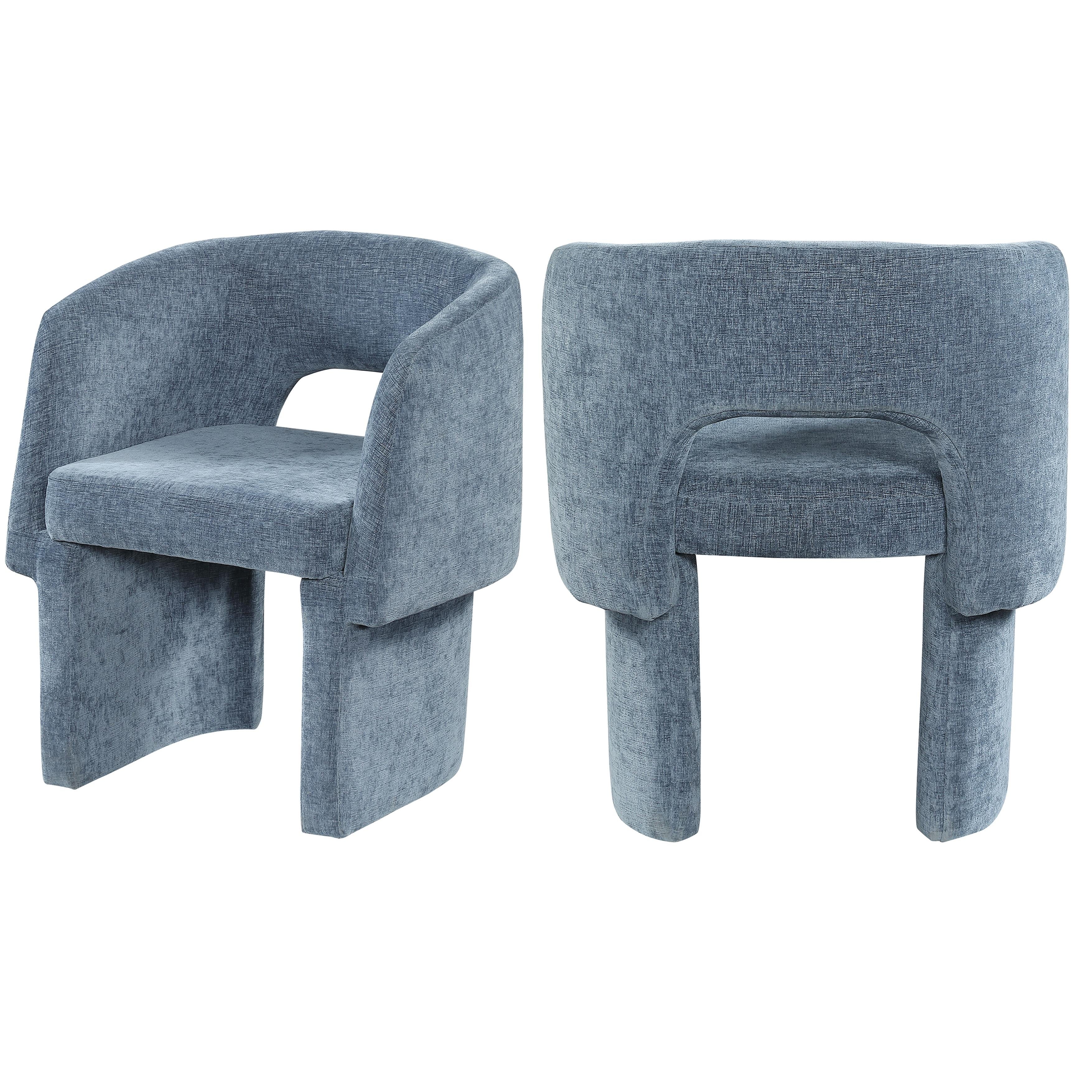 Meridian Emmet Light Blue Chenille Fabric Dining Chair / Accent Chair