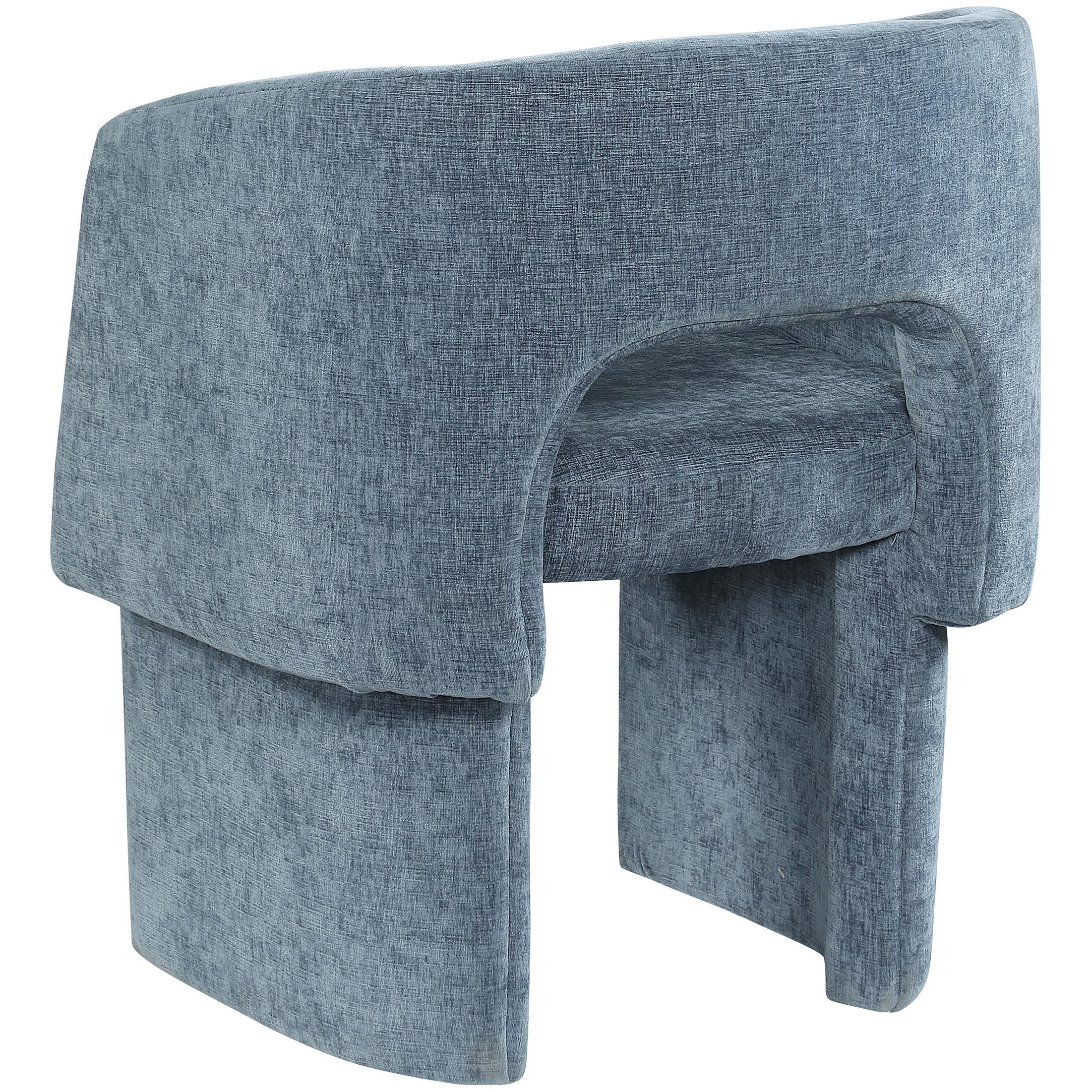 Meridian Emmet Light Blue Chenille Fabric Dining Chair / Accent Chair