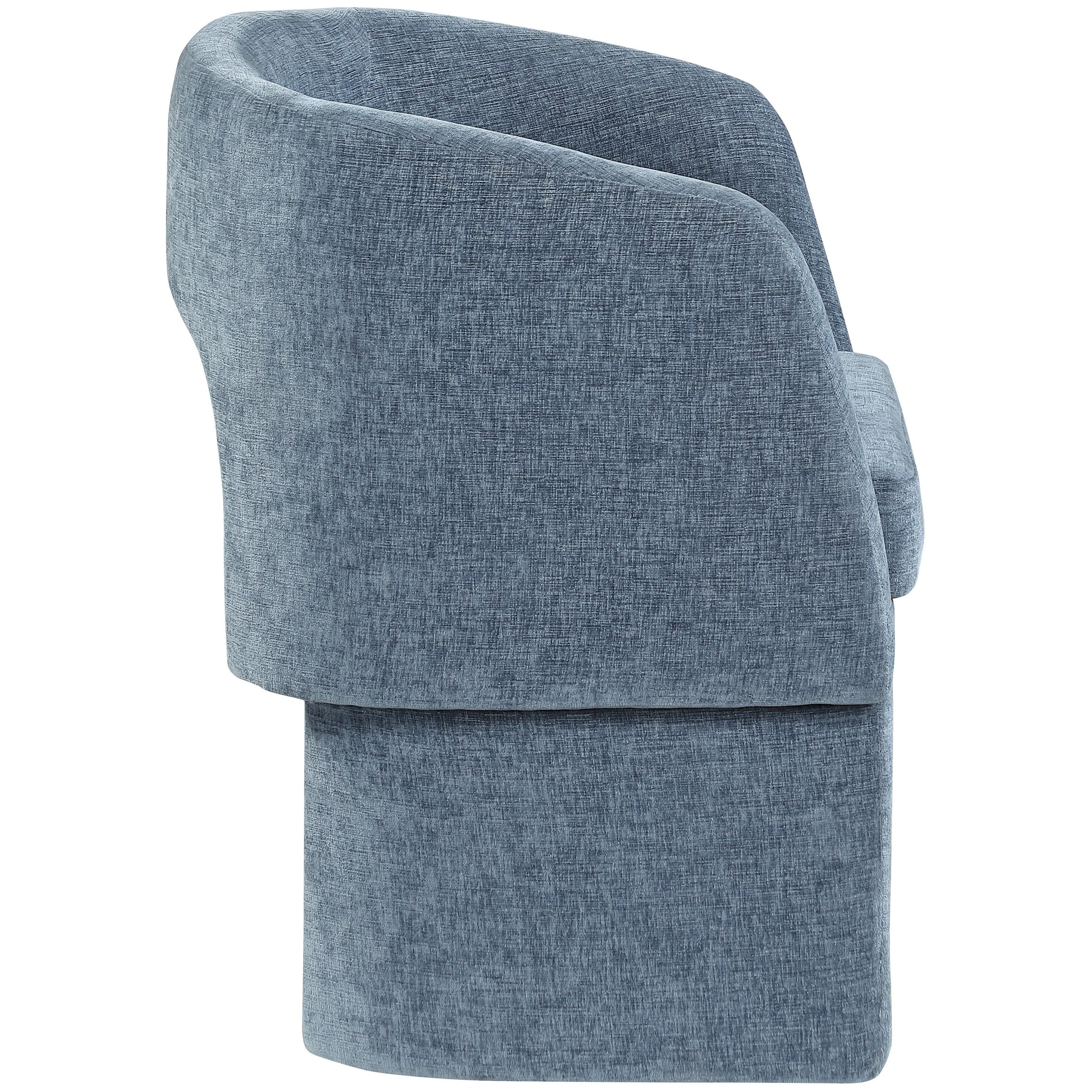 Meridian Emmet Light Blue Chenille Fabric Dining Chair / Accent Chair