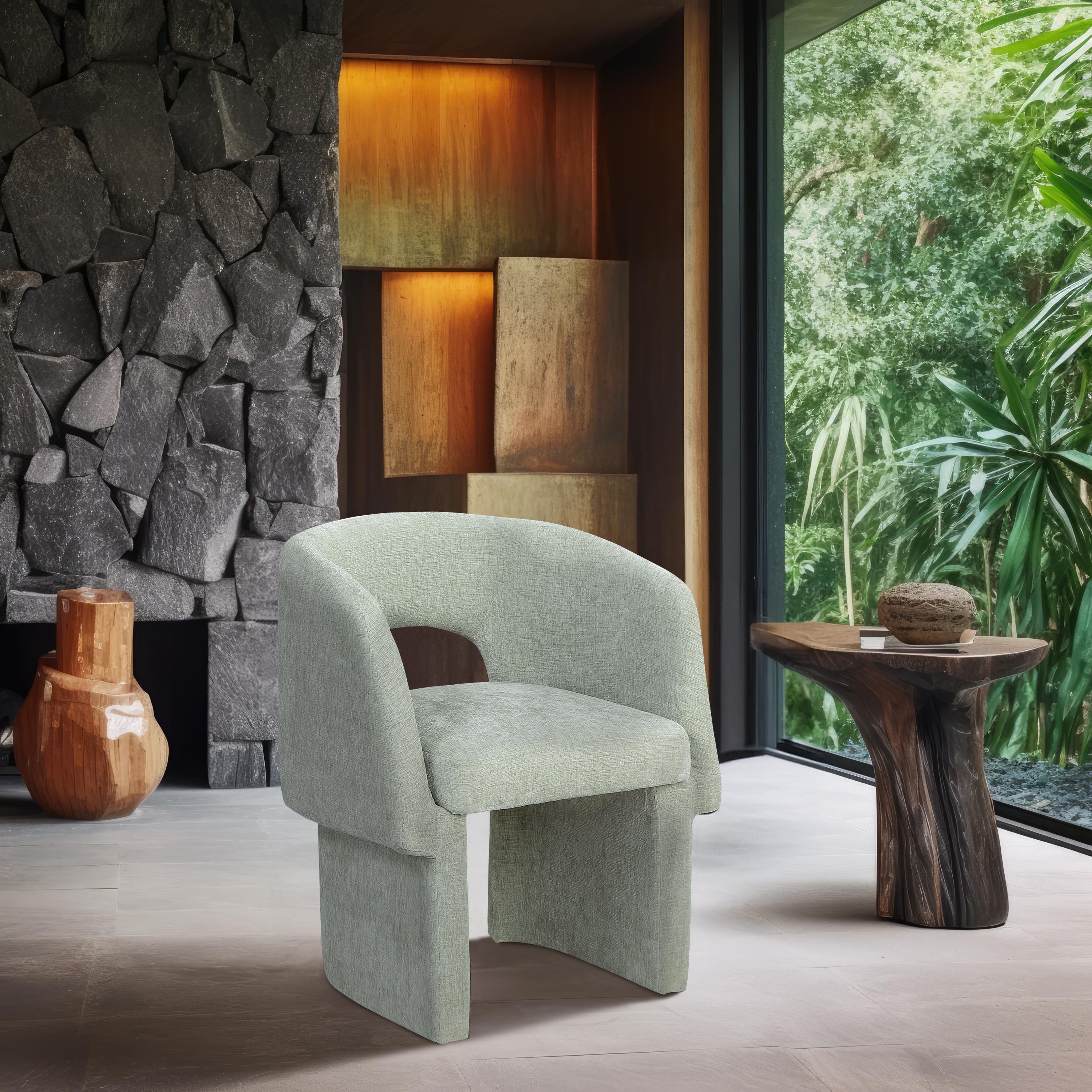 Meridian Emmet Mint Chenille Fabric Dining Chair / Accent Chair