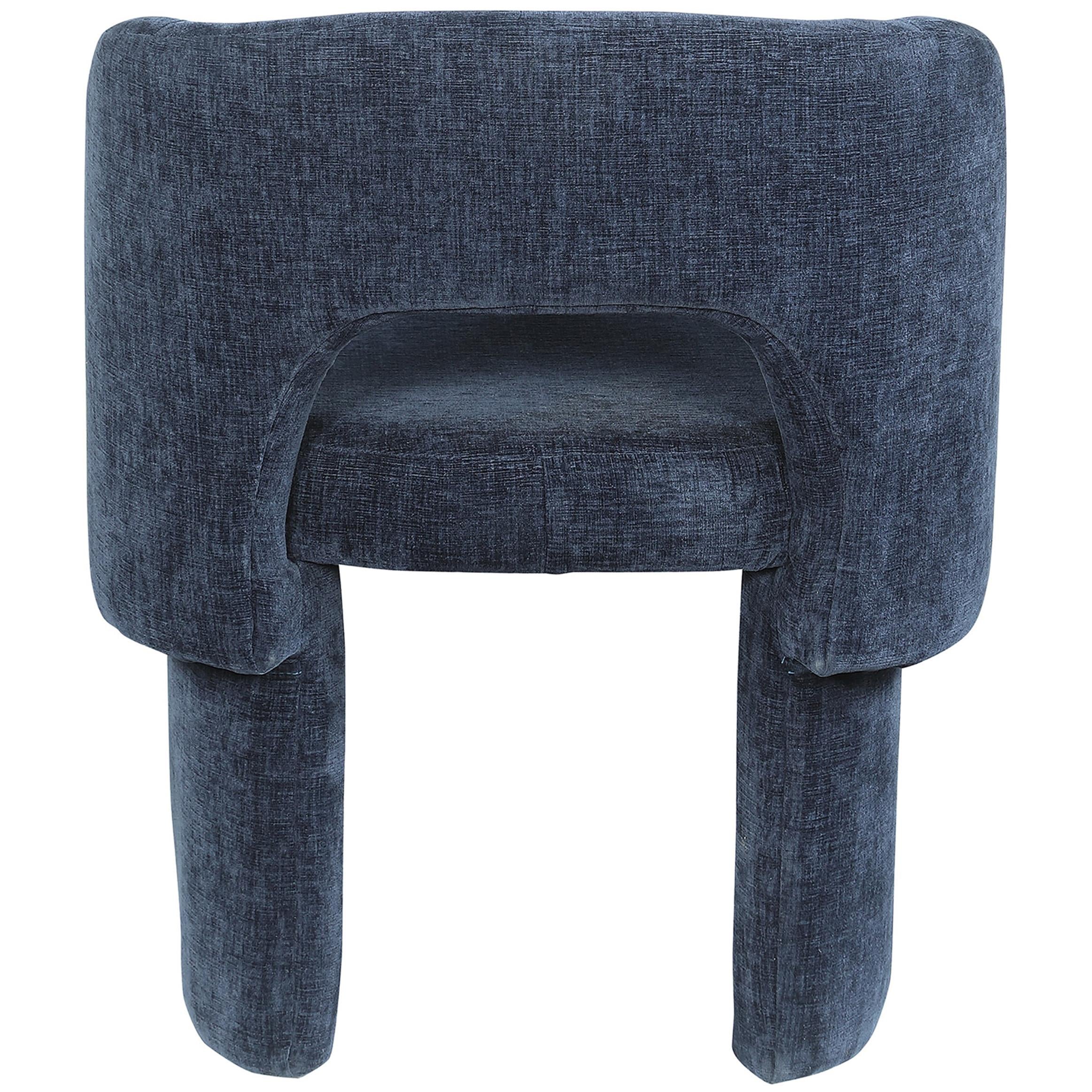 Meridian Emmet Navy Chenille Fabric Dining Chair / Accent Chair