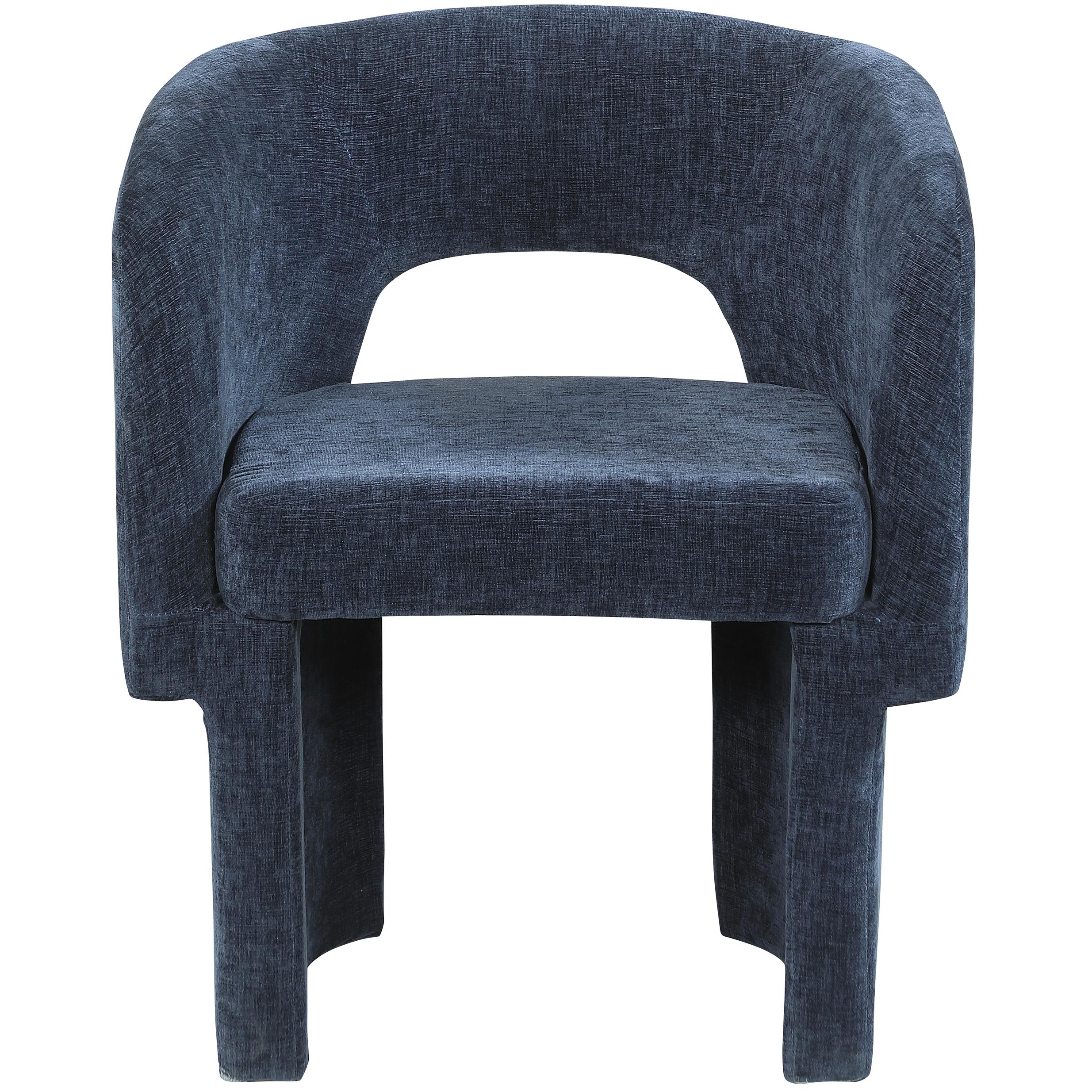 Meridian Emmet Navy Chenille Fabric Dining Chair / Accent Chair