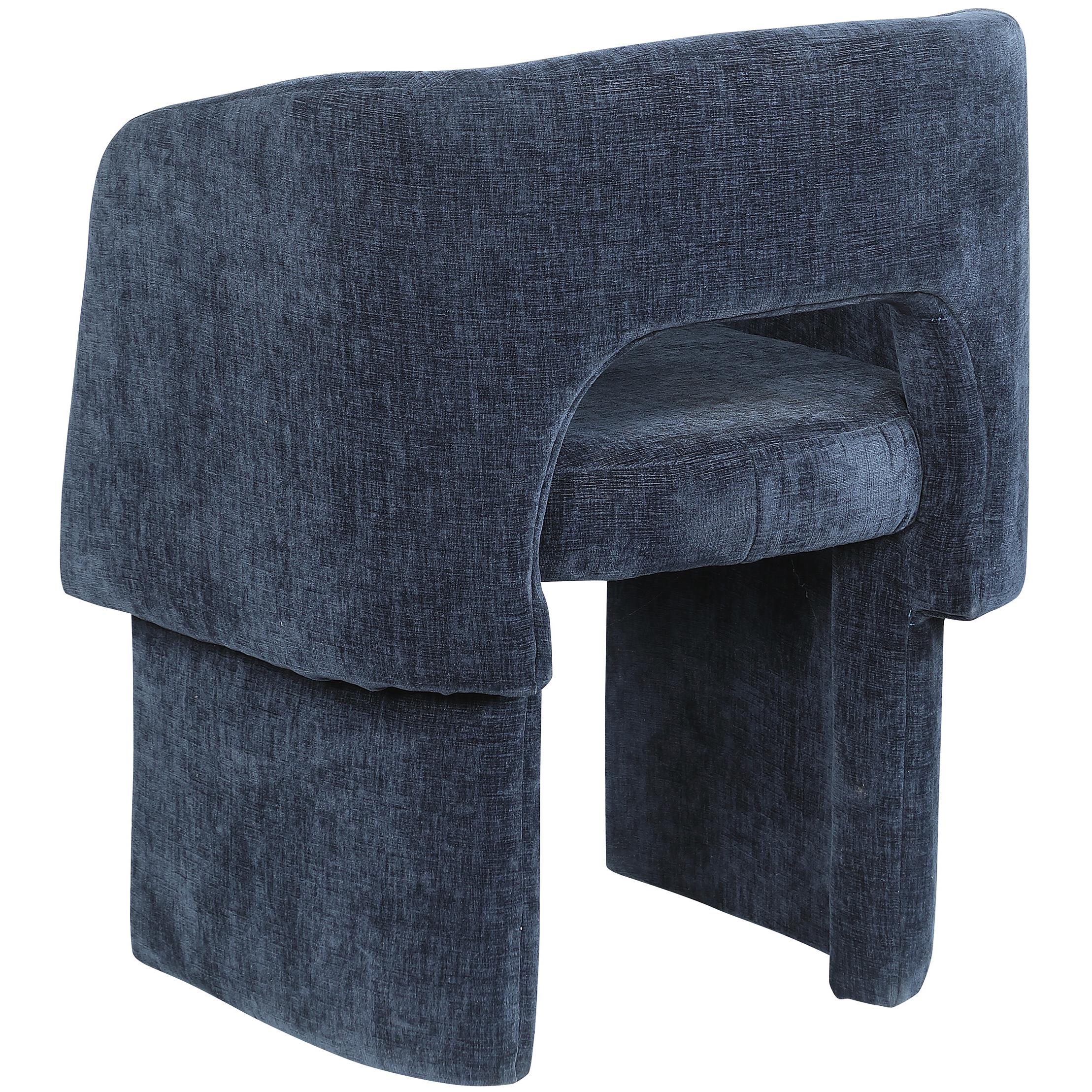 Meridian Emmet Navy Chenille Fabric Dining Chair / Accent Chair