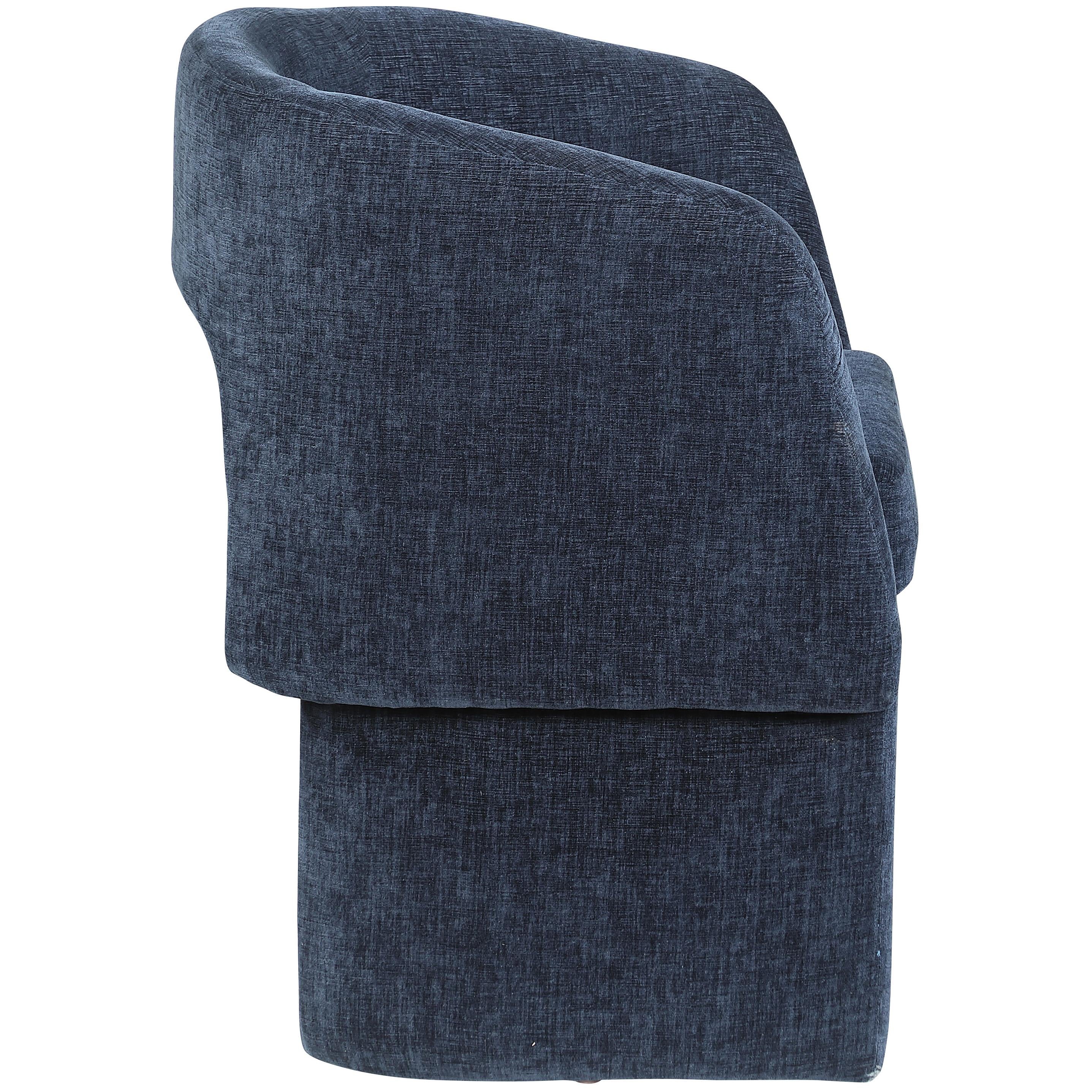 Meridian Emmet Navy Chenille Fabric Dining Chair / Accent Chair