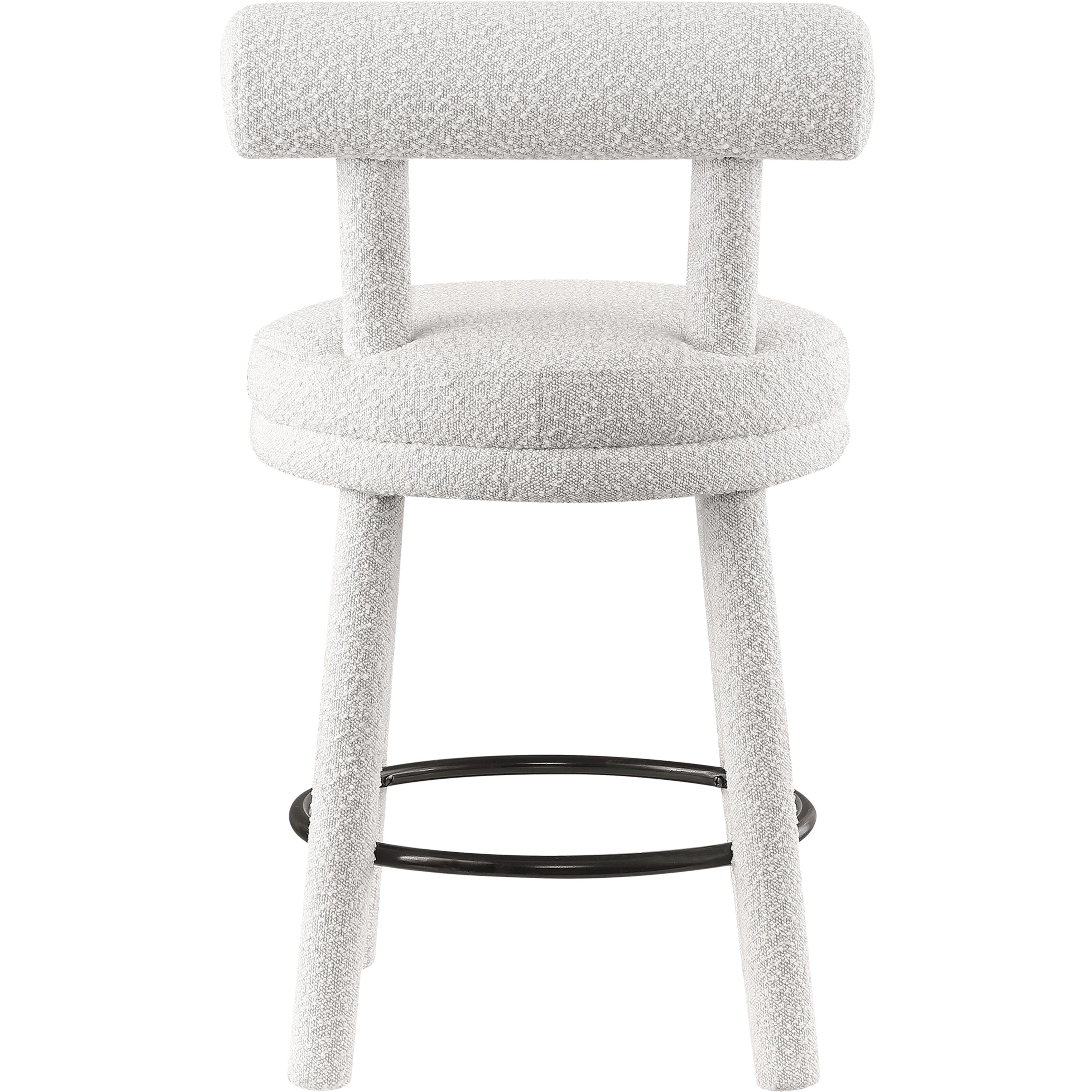 Meridian Parlor Cream Boucle Fabric Stool