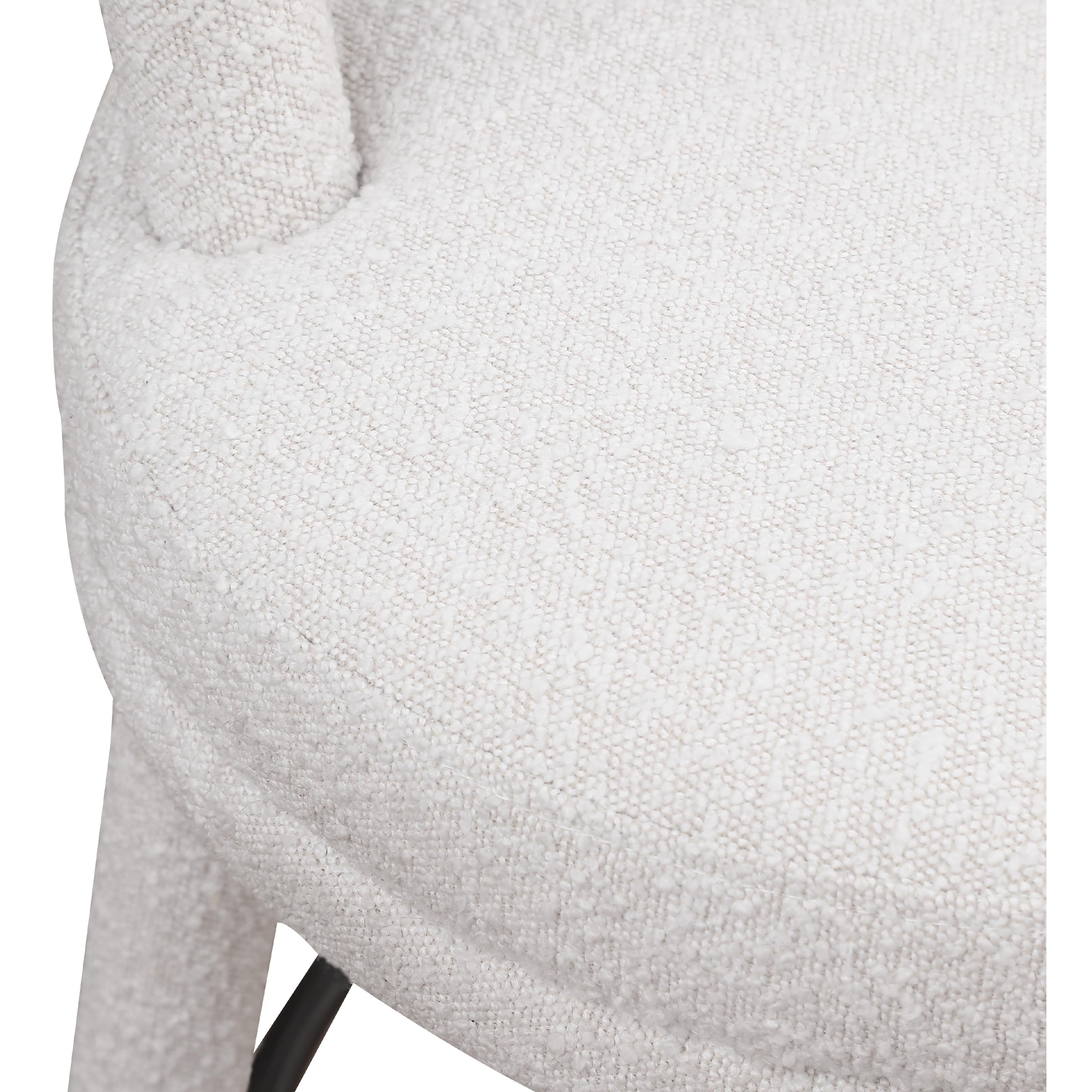 Meridian Parlor Cream Boucle Fabric Stool