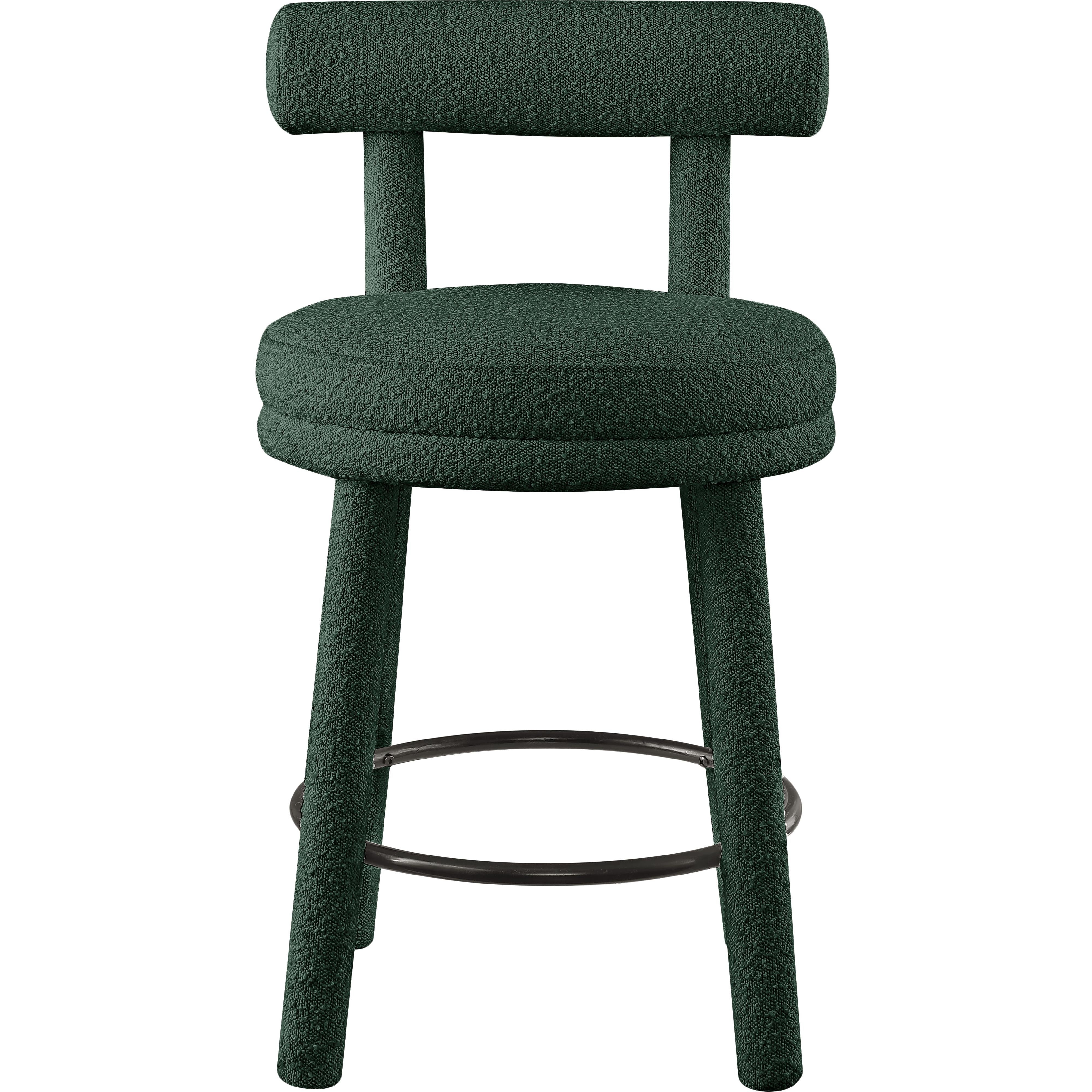 Meridian Parlor Green Boucle Fabric Stool