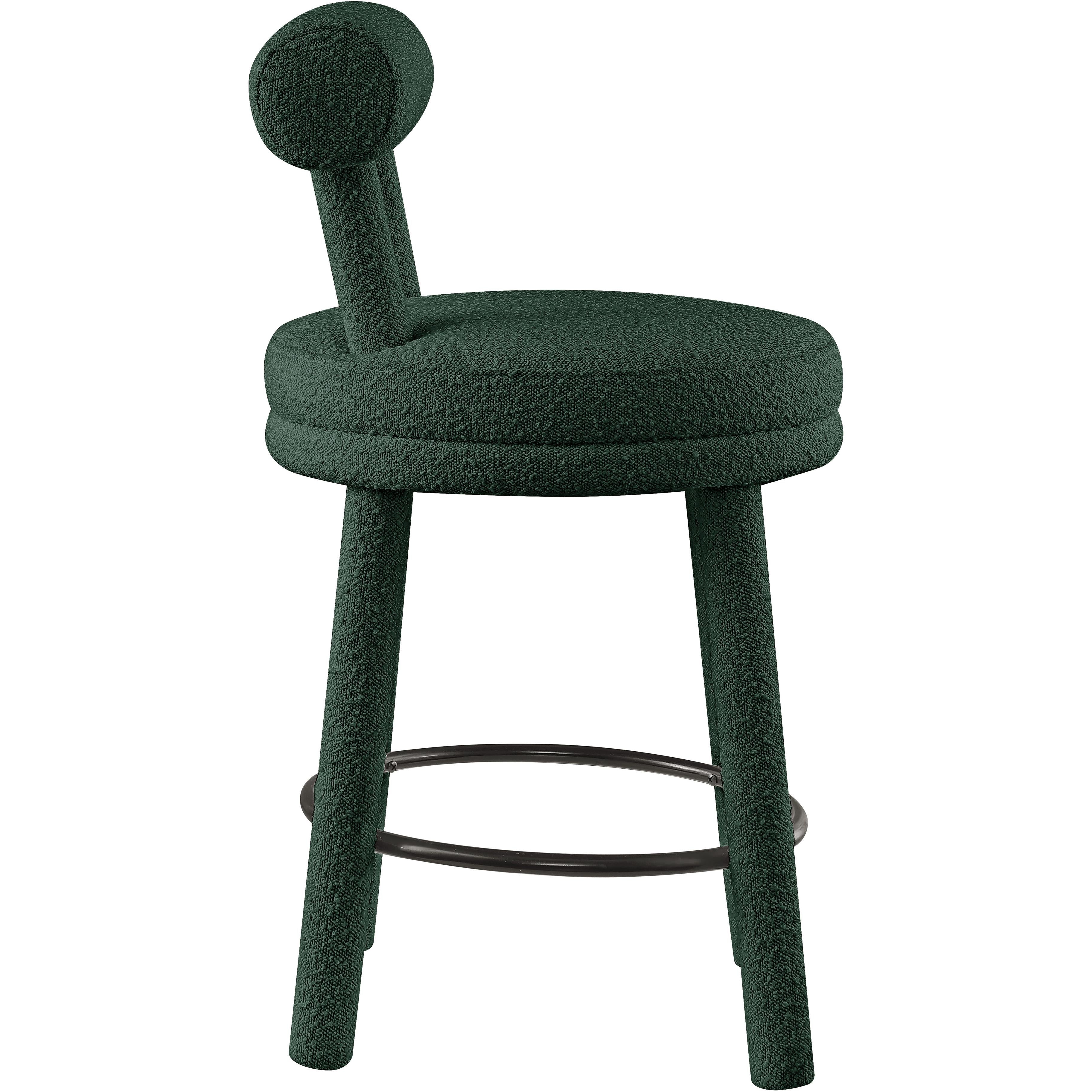 Meridian Parlor Green Boucle Fabric Stool