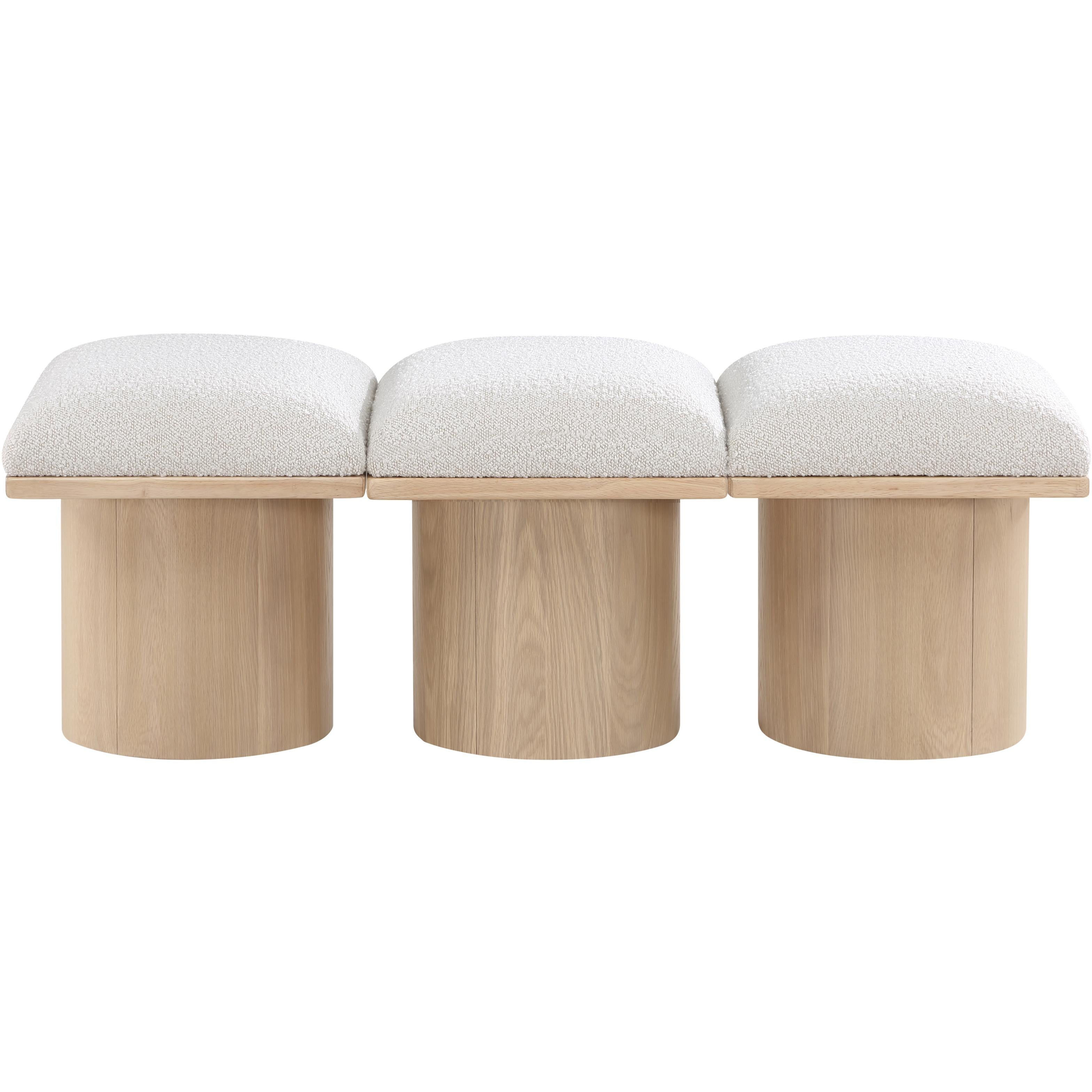 Meridian Pavilion Cream Boucle Fabric Bench