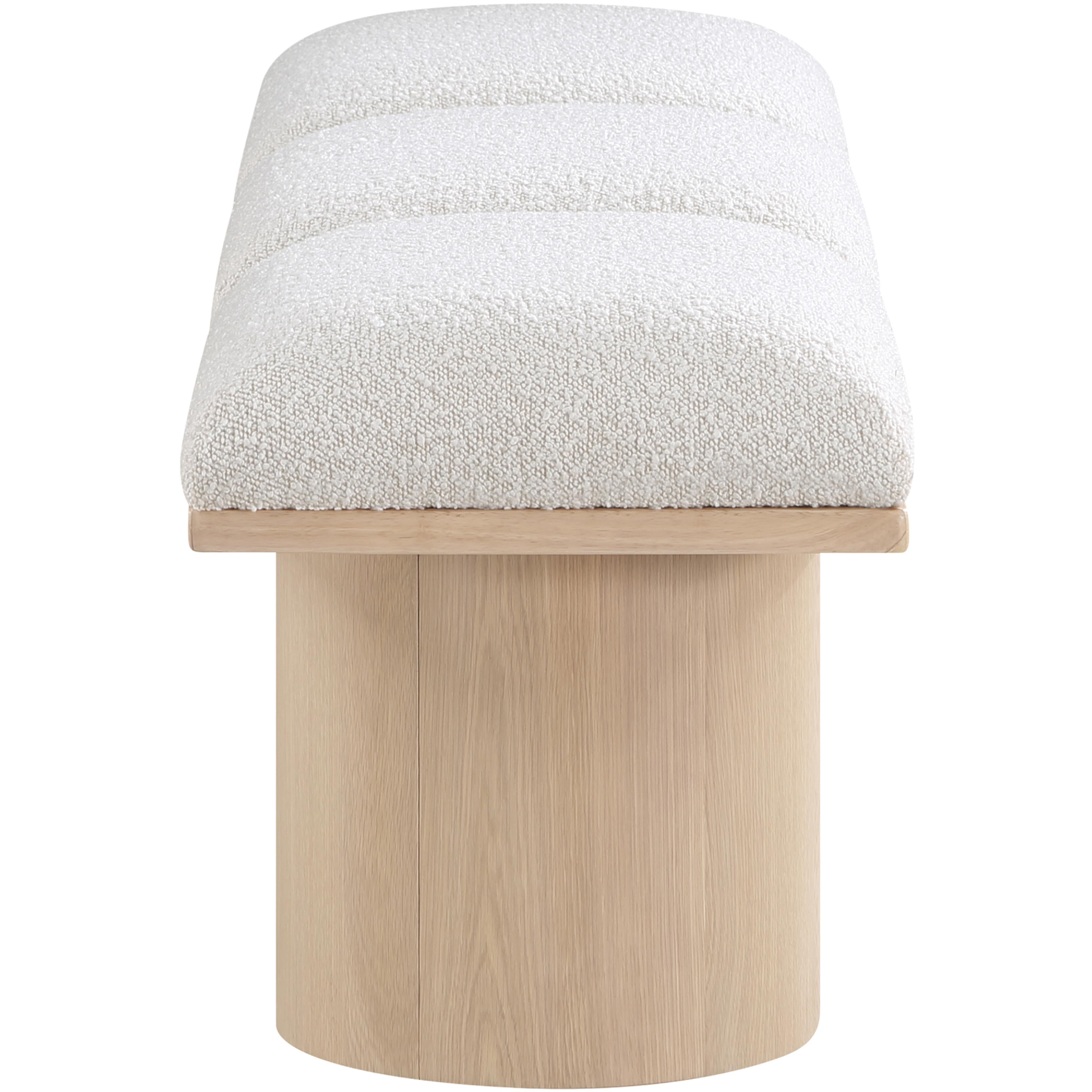 Meridian Pavilion Cream Boucle Fabric Bench