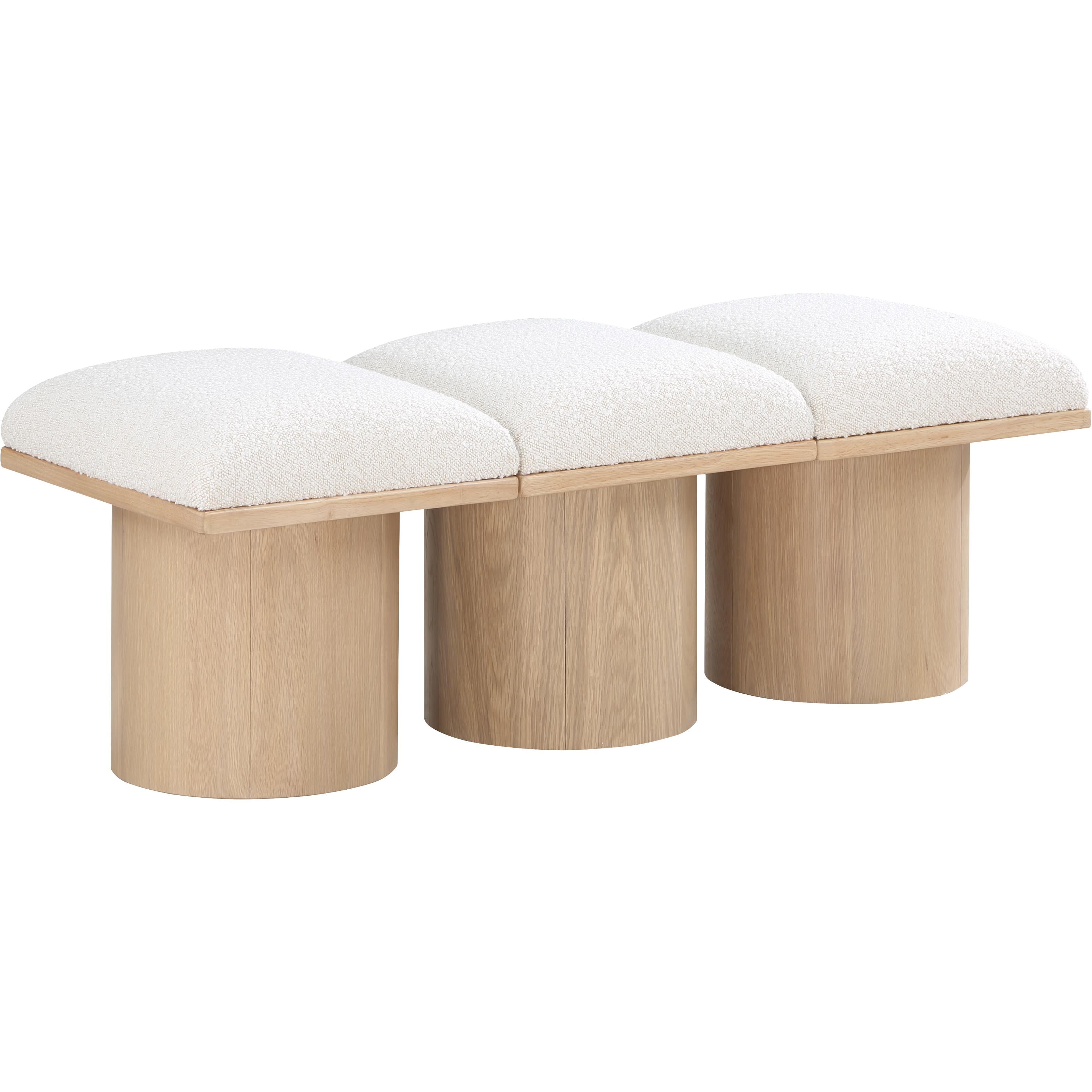Meridian Pavilion Cream Boucle Fabric Bench