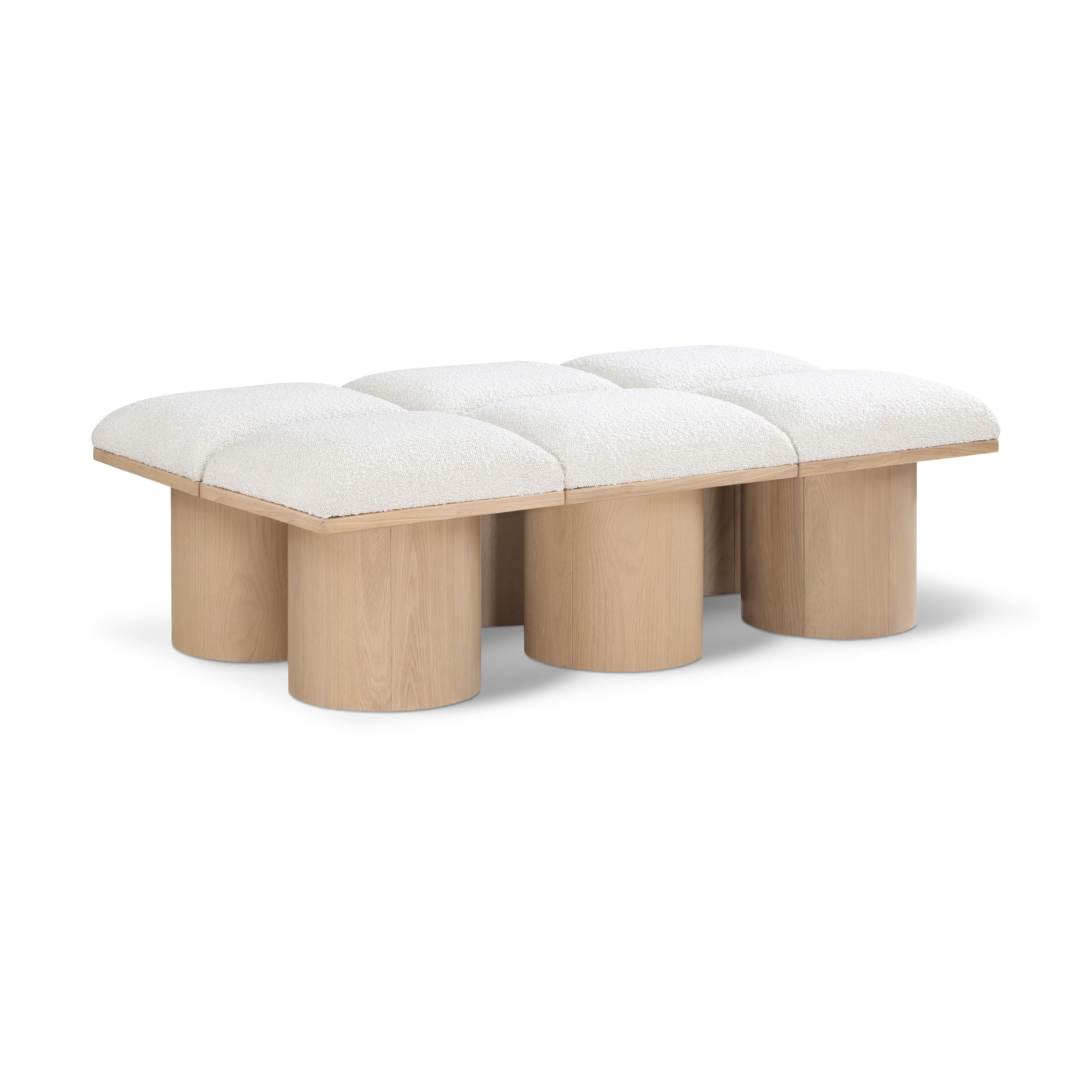 Meridian Pavilion Cream Boucle Fabric Bench
