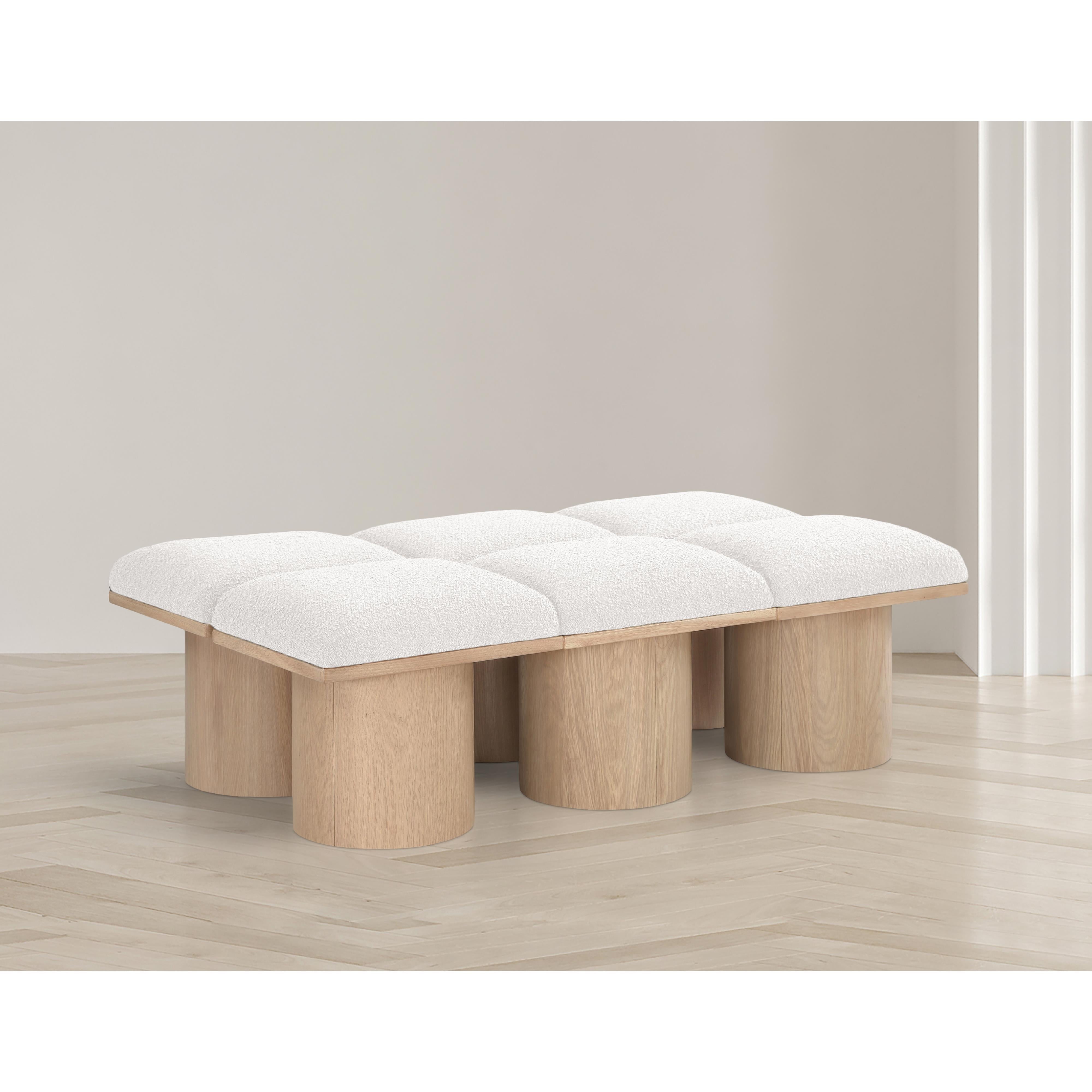 Meridian Pavilion Cream Boucle Fabric Bench